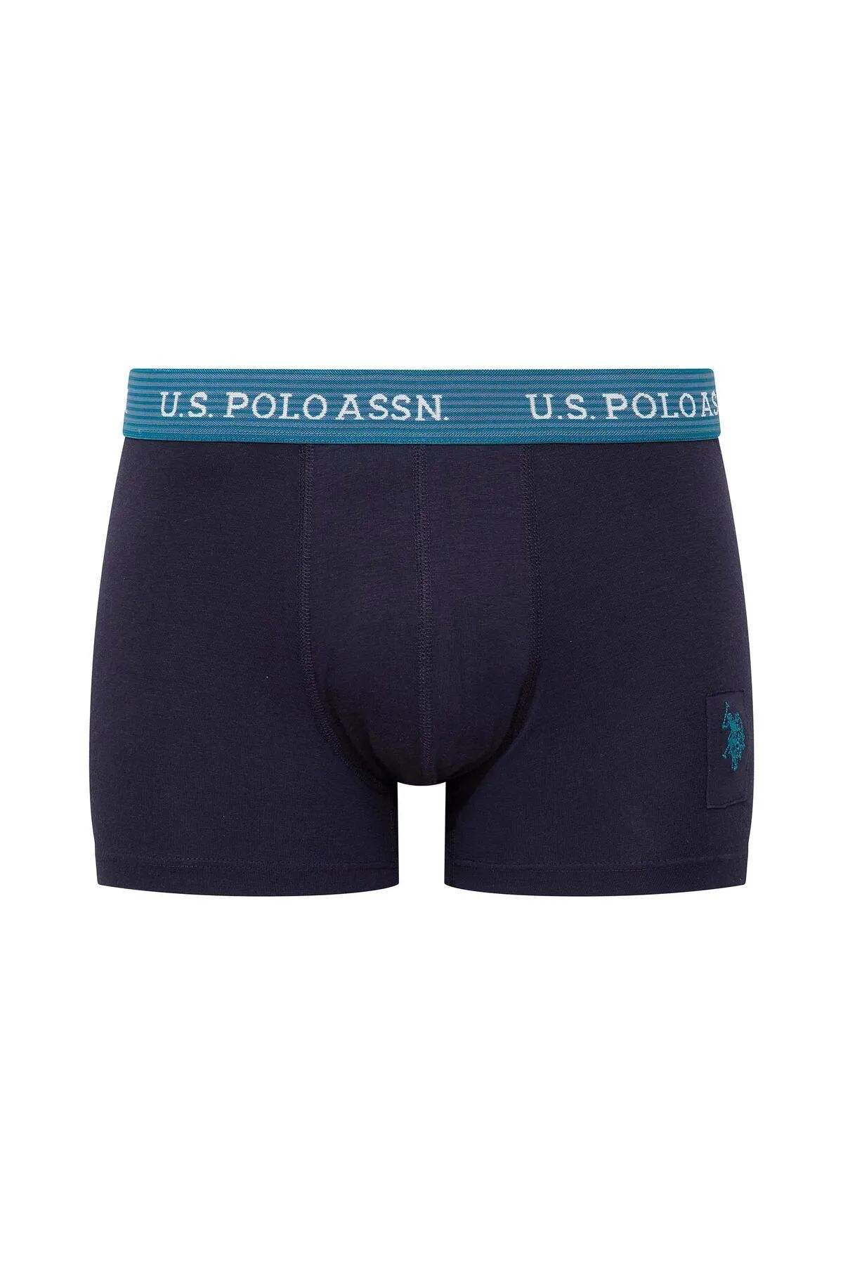 U.s Polo Assn. 80515 Erkek Pamuklu 3lü Boxer-Lacivert&Baskılı&Yeşil