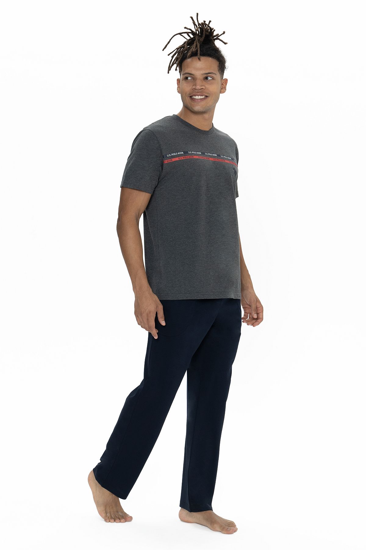 U.s Polo Assn. 18895 Erkek Kısa Kollu Bisiklet Yaka Pijama Takımı-Antrasitmelanj