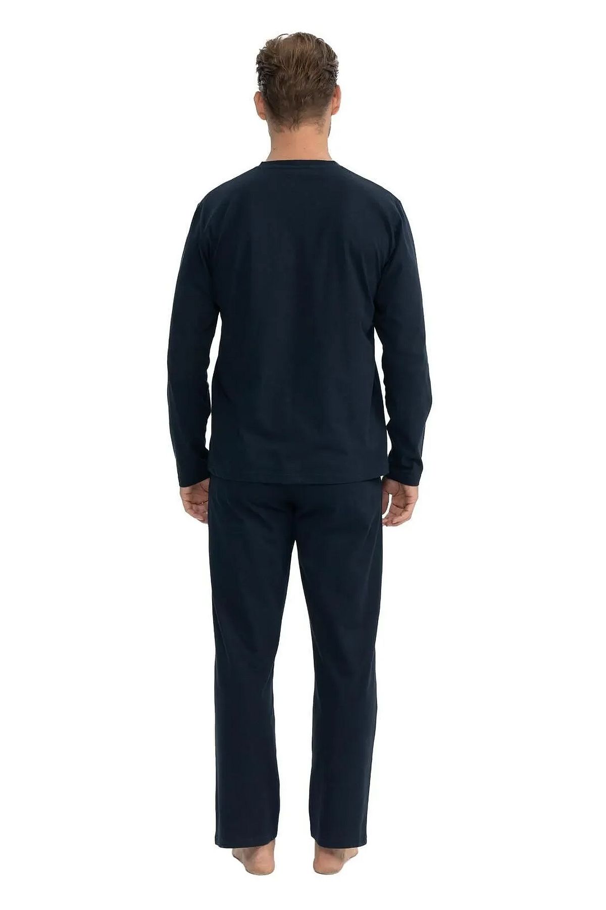 U.s Polo Assn. 18837 Erkek Uzun Kollu Yuvarlak Yaka Pijama Takımı-Lacivert