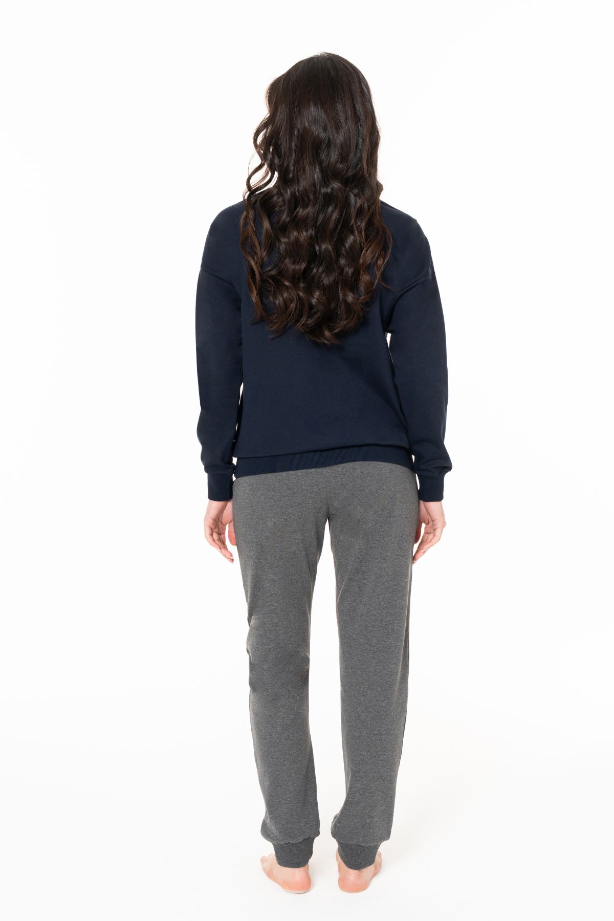 U.s Polo Assn. 20121 Kadın Uzun Kollu Bisiklet Yaka Paçası Bantlı Rahat Ev Giyim-Lacivert