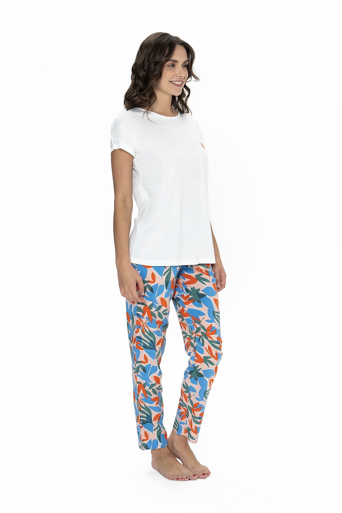 U.s Polo Assn. 20097 Kadın Kısa Kollu Bisiklet Yaka Pijama Takımı-Ekru