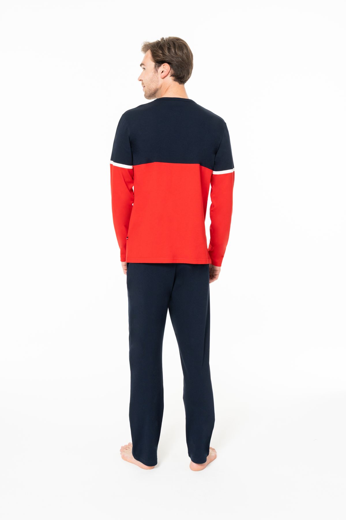 U.s Polo Assn. 18952 Erkek Uzun Kollu Bisiklet Yaka Pijama Takımı-Kırmızı