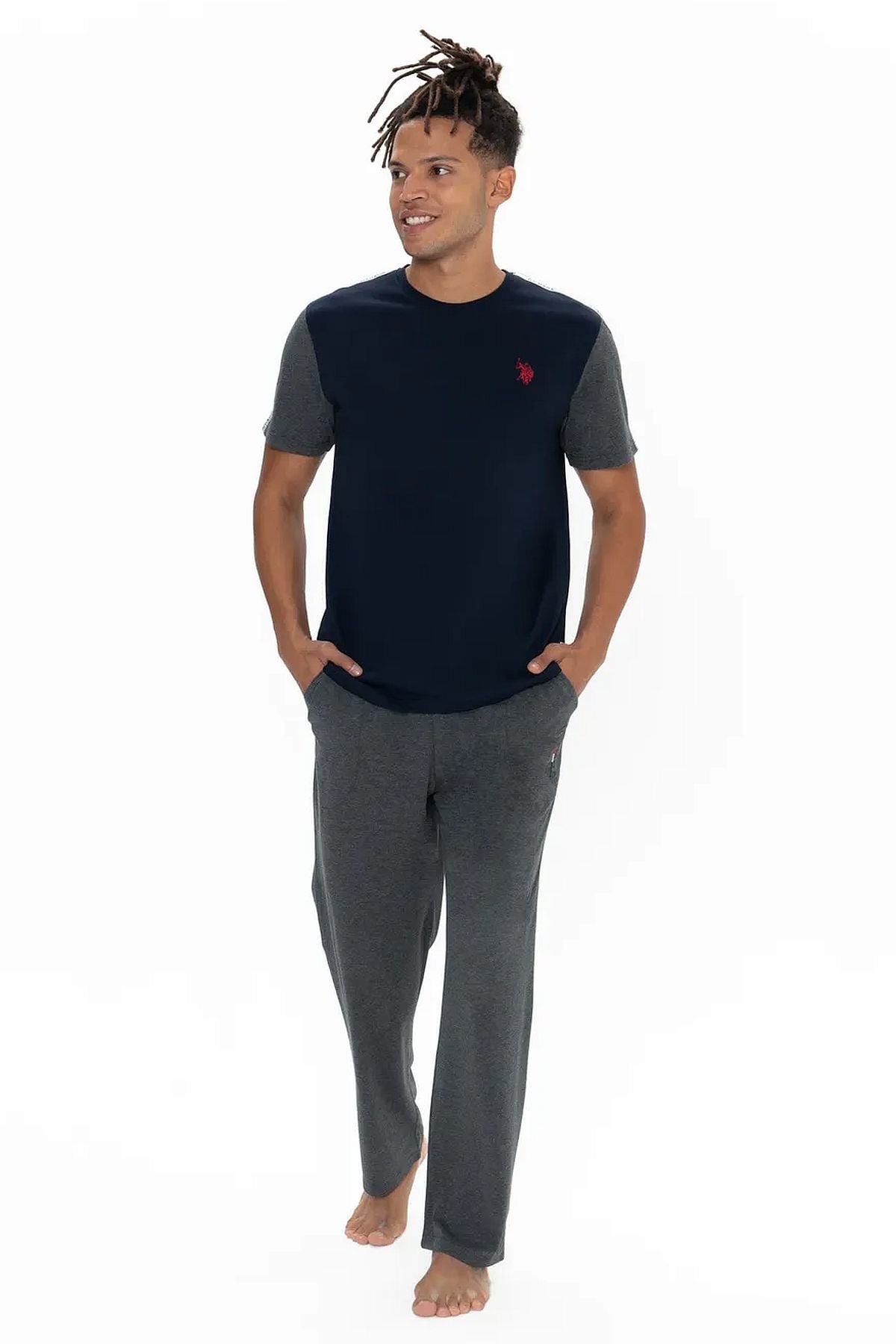 U.s Polo Assn. 18898 Erkek Kısa Kollu Bisiklet Yaka Pijama Takımı-Lacivert