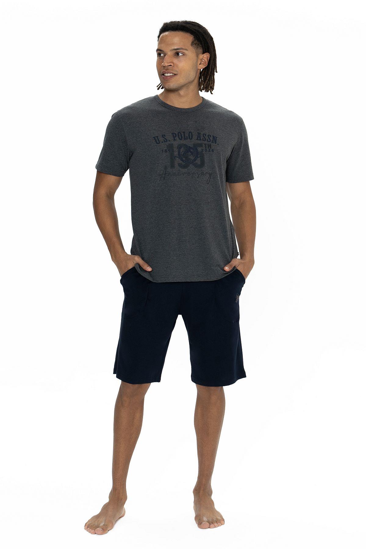 U.s Polo Assn. 18884 Erkek Kısa Kollu Bisiklet Yaka Şortlu Pijama Takımı-Antrasitmelanj