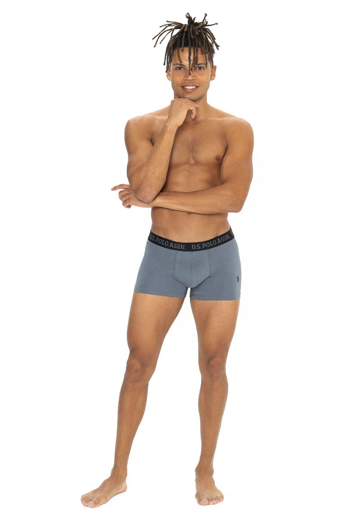 U.s Polo Assn. 80542 Erkek Pamuklu 3lü Boxer-Siyah&Antrasit&Baskılı