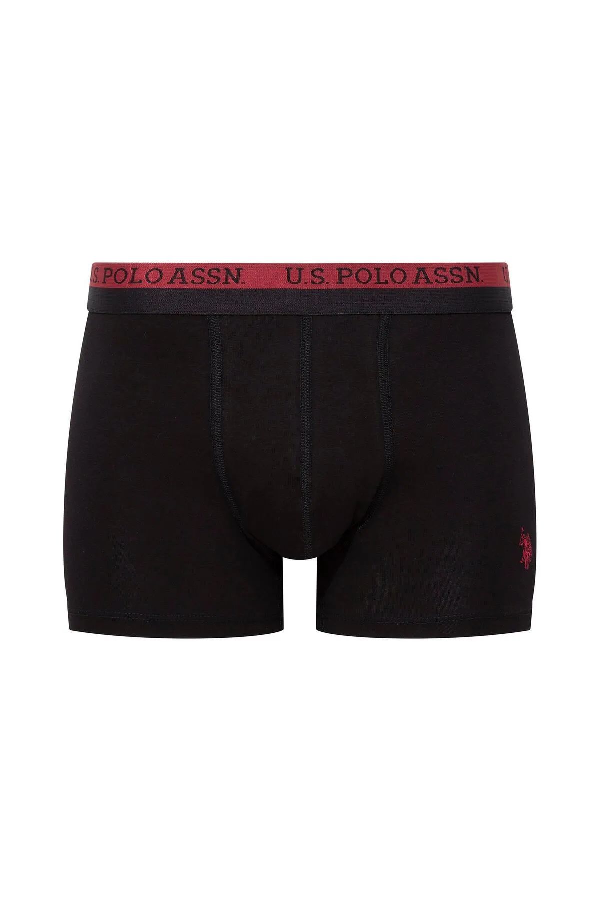 U.s Polo Assn. 80522 Erkek Pamuklu 3lü Boxer-Siyah&Baskılı&Bordo