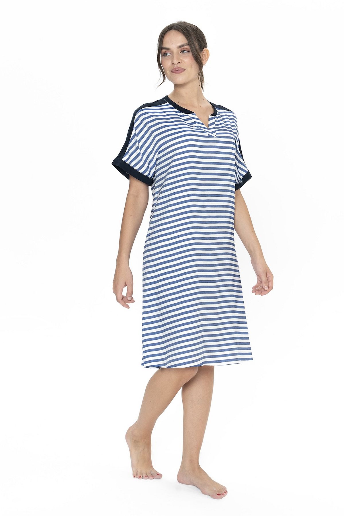 U.s Polo Assn. 20035 Kadın Kısa Kollu V Yaka Rahat Ev Giyim-Lacivert