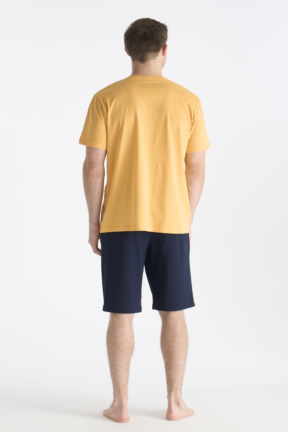 U.s Polo Assn. 19016 Erkek Kısa Kollu Bisiklet Yaka Şortlu Pijama Takımı-Sarı