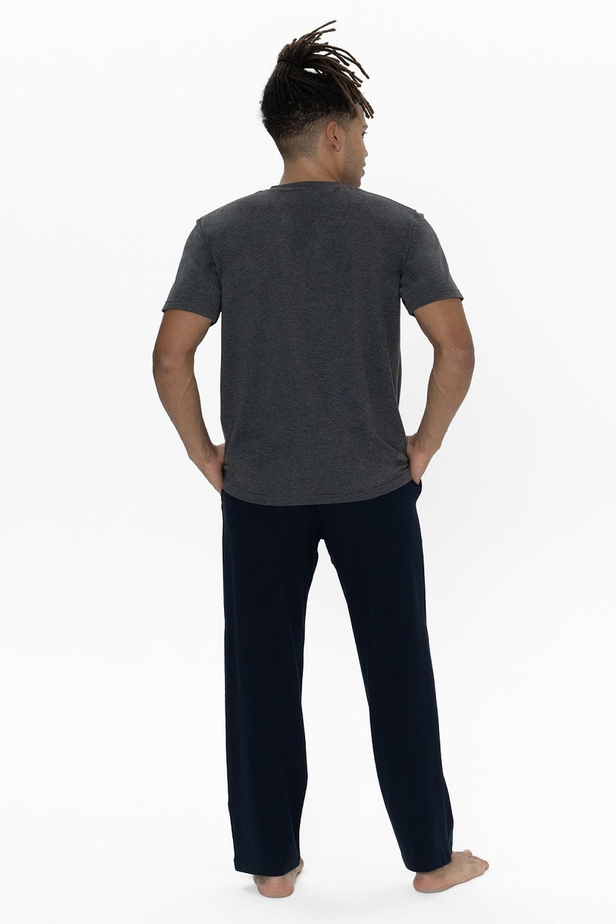 U.s Polo Assn. 18901 Erkek Kısa Kollu Yakası Düğmeli Pijama Takımı-Antrasitmelanj