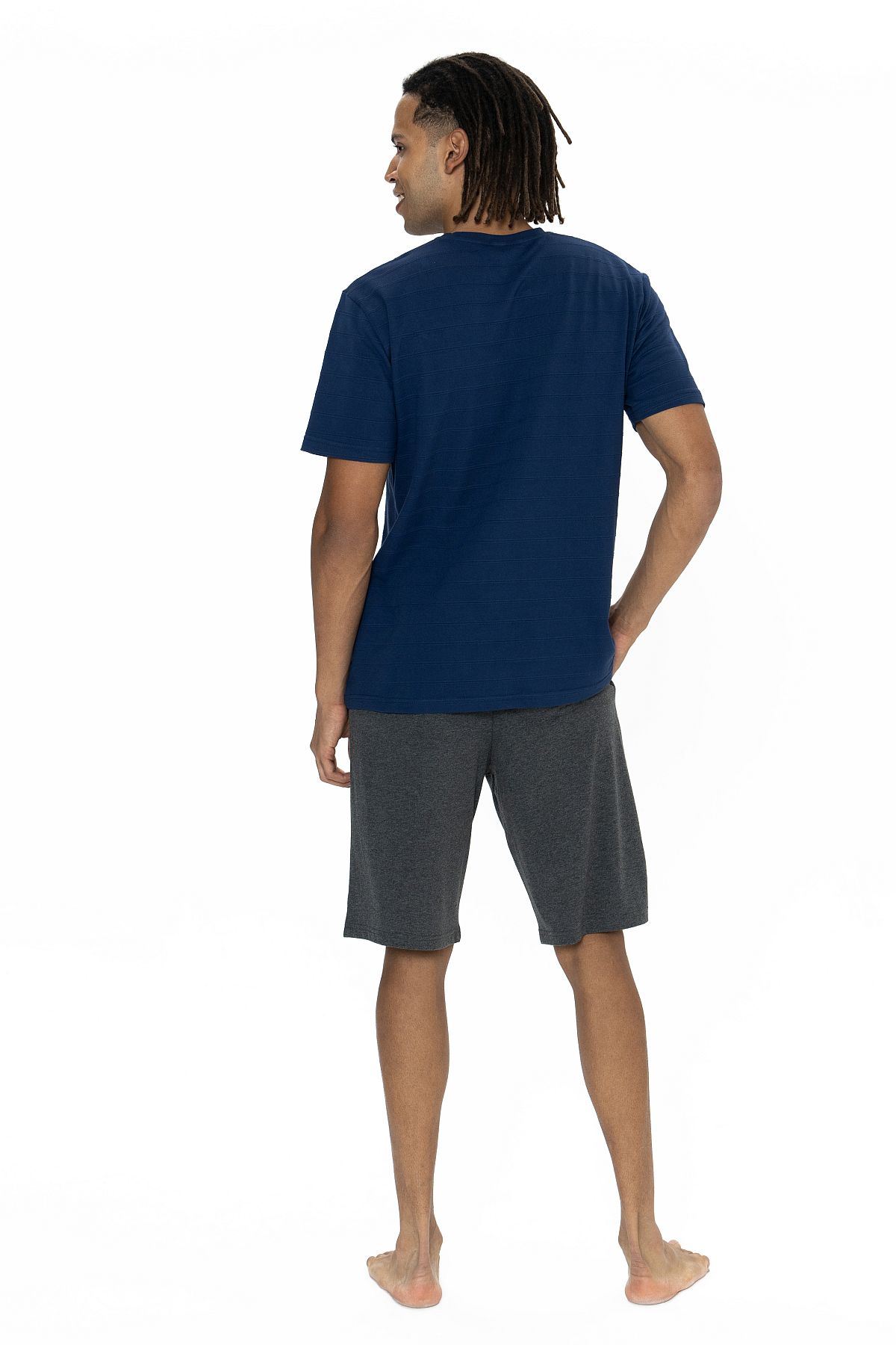 U.s Polo Assn. 18881 Erkek Kısa Kollu Bisiklet Yaka Şortlu Pijama Takımı-Lacivert