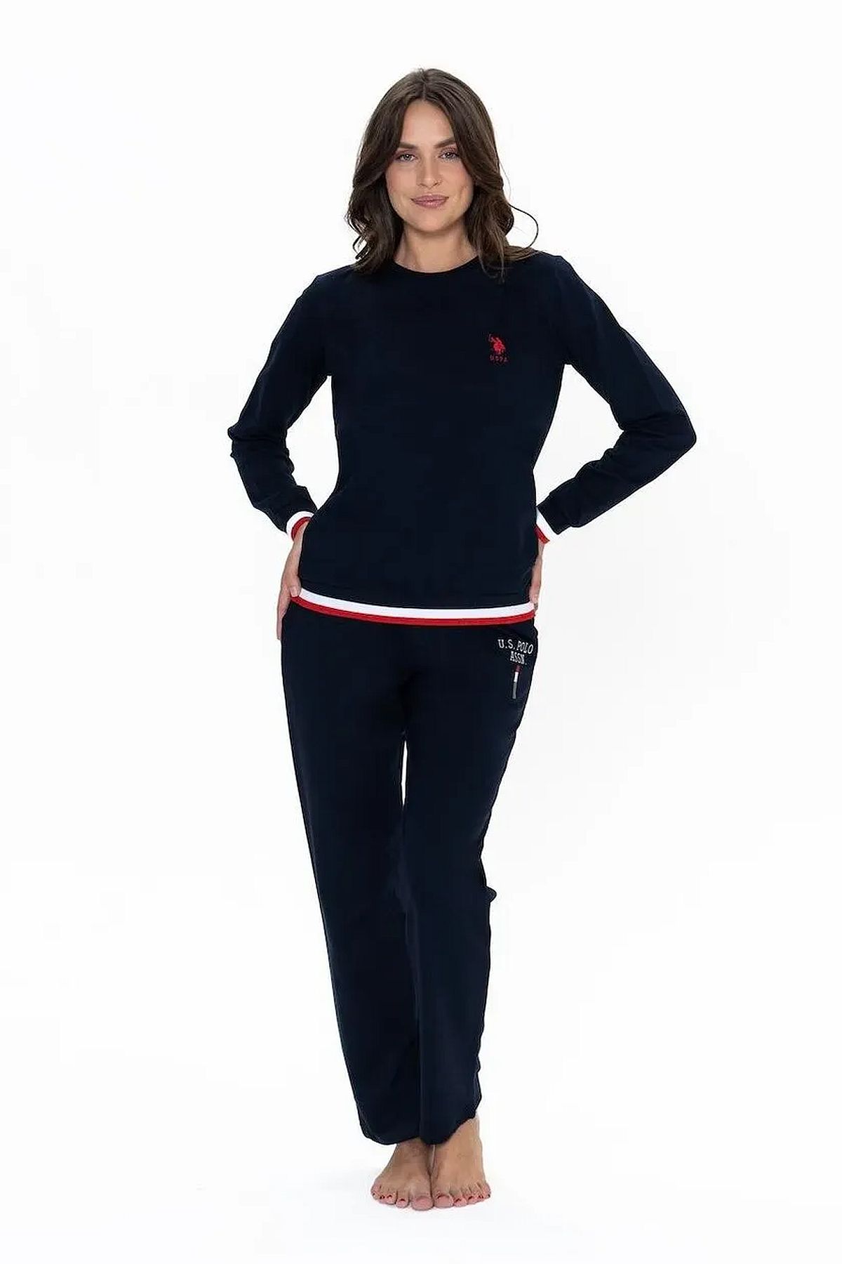 U.s Polo Assn. 20110 Kadın Uzun Kollu Bisiklet Yaka Rahat Ev giyim-Lacivert