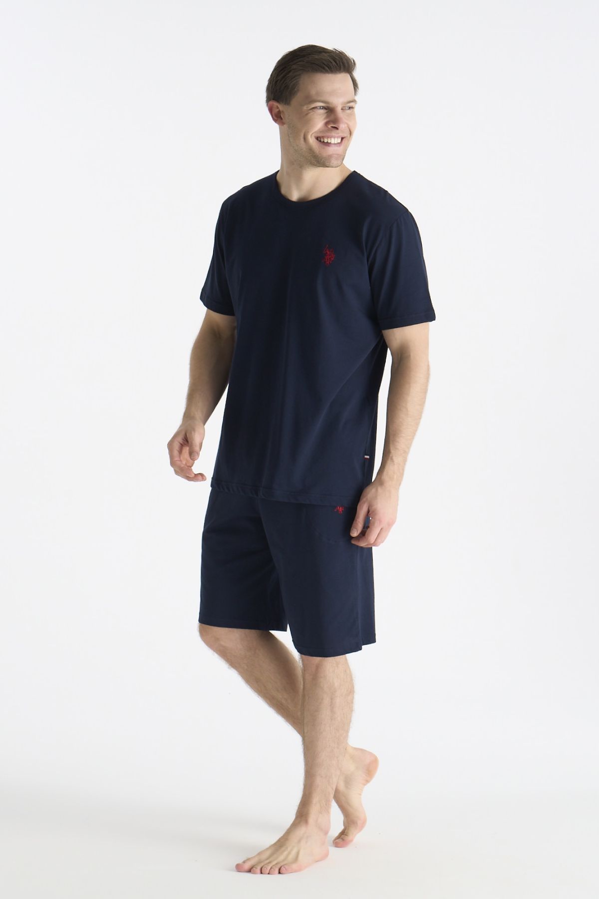 U.s Polo Assn. 19012 Erkek Kısa Kollu Şortlu Pijama Takımı-Lacivert