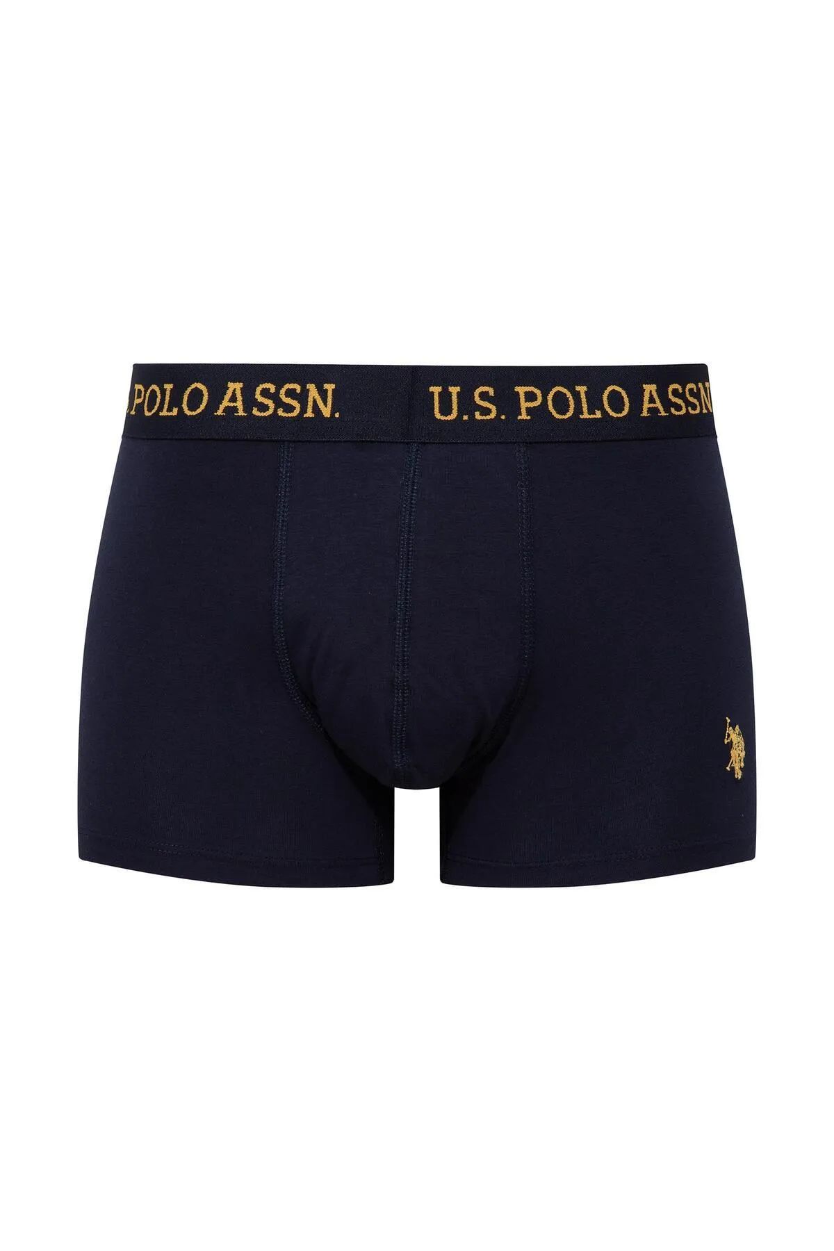 U.s Polo Assn. 80497 Erkek Pamuklu 3lü Boxer-Sarı&Lacivert&Baskılı