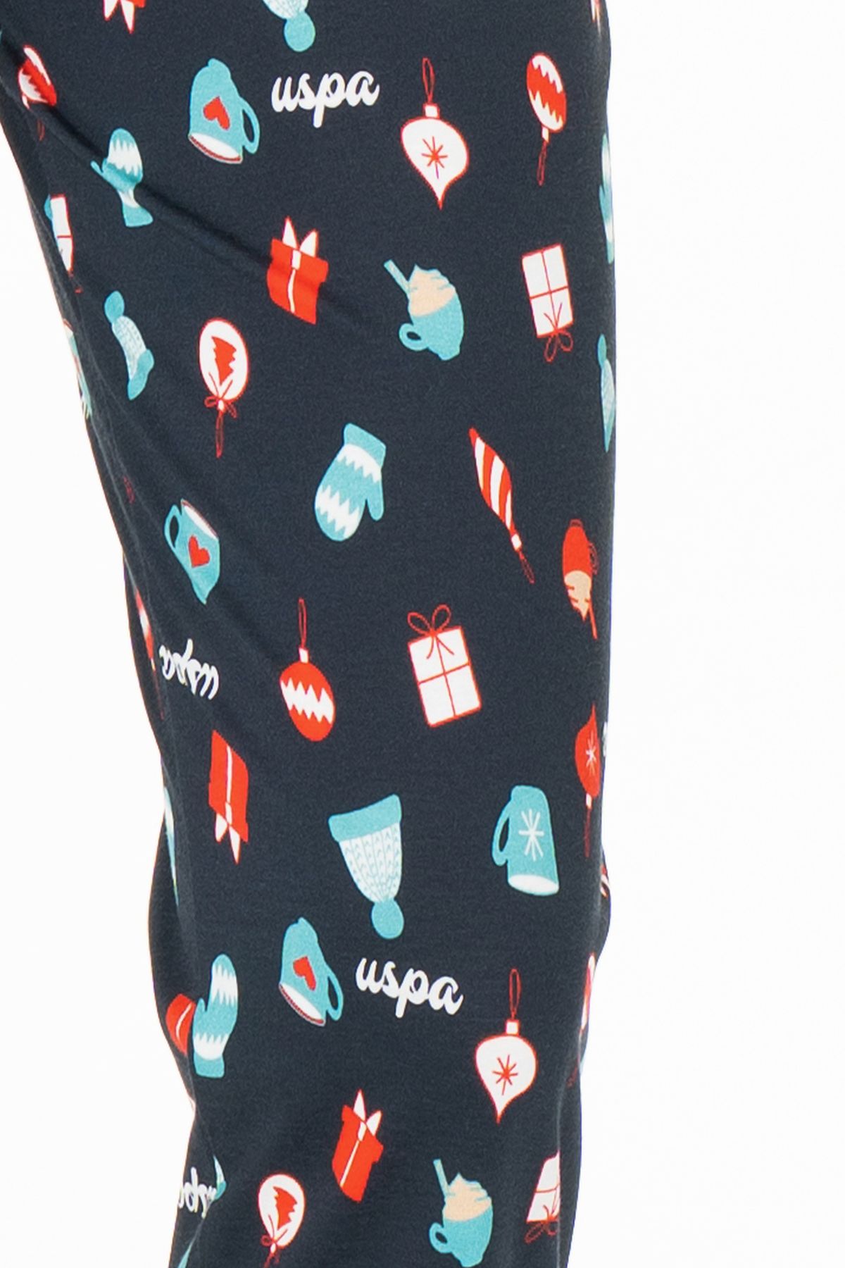 U.s Polo Assn. 20167 Kadın Uzun Kollu Bisiklet Yaka Pijama Takımı-Kırmızı