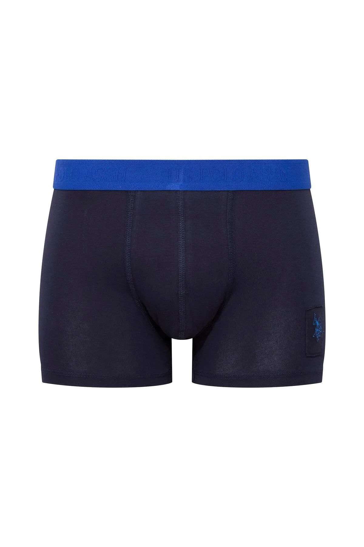 U.s Polo Assn. 80504 Erkek Pamuklu 3lü Boxer-Saks&Lacivert&Baskılı