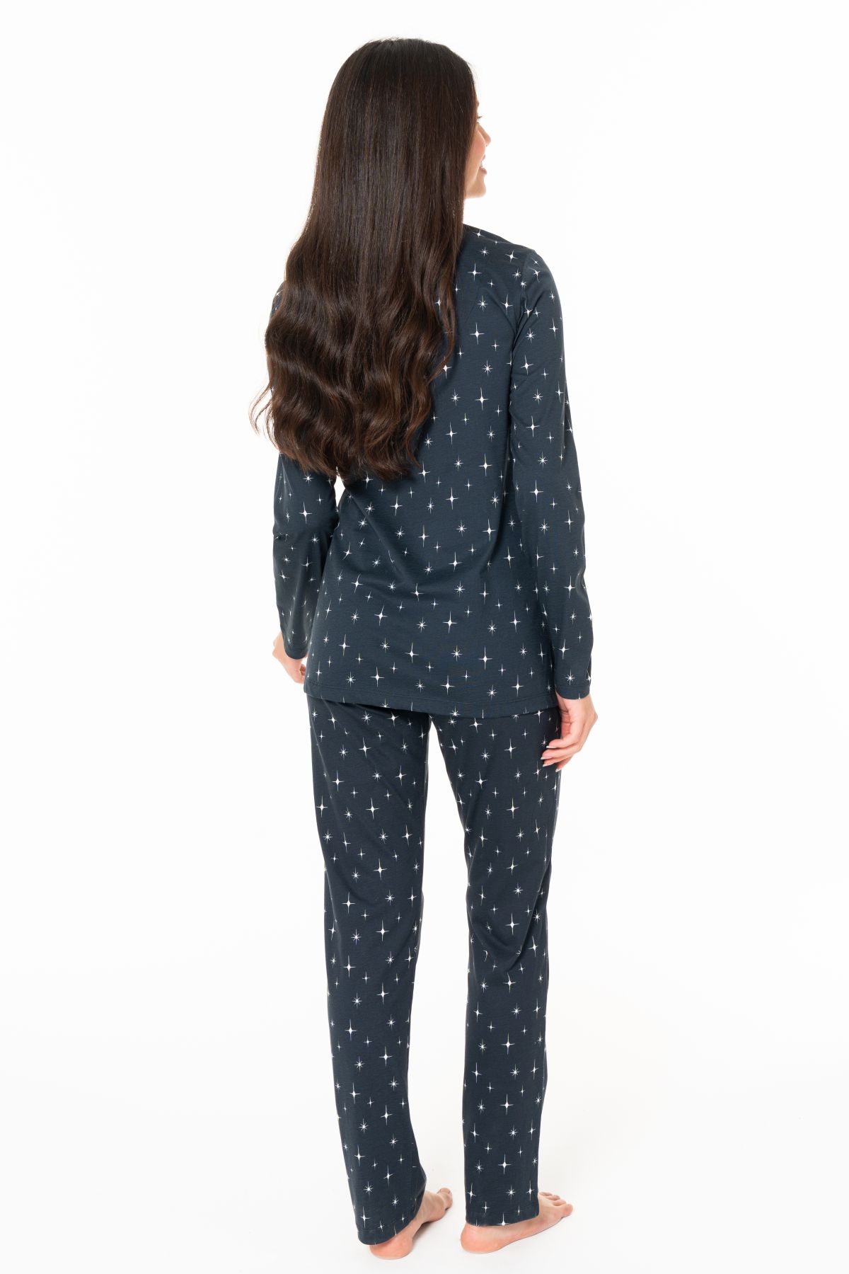 U.s Polo Assn. 20173 Kadın Uzun Kollu Gömlek Pijama Takım-Lacivert