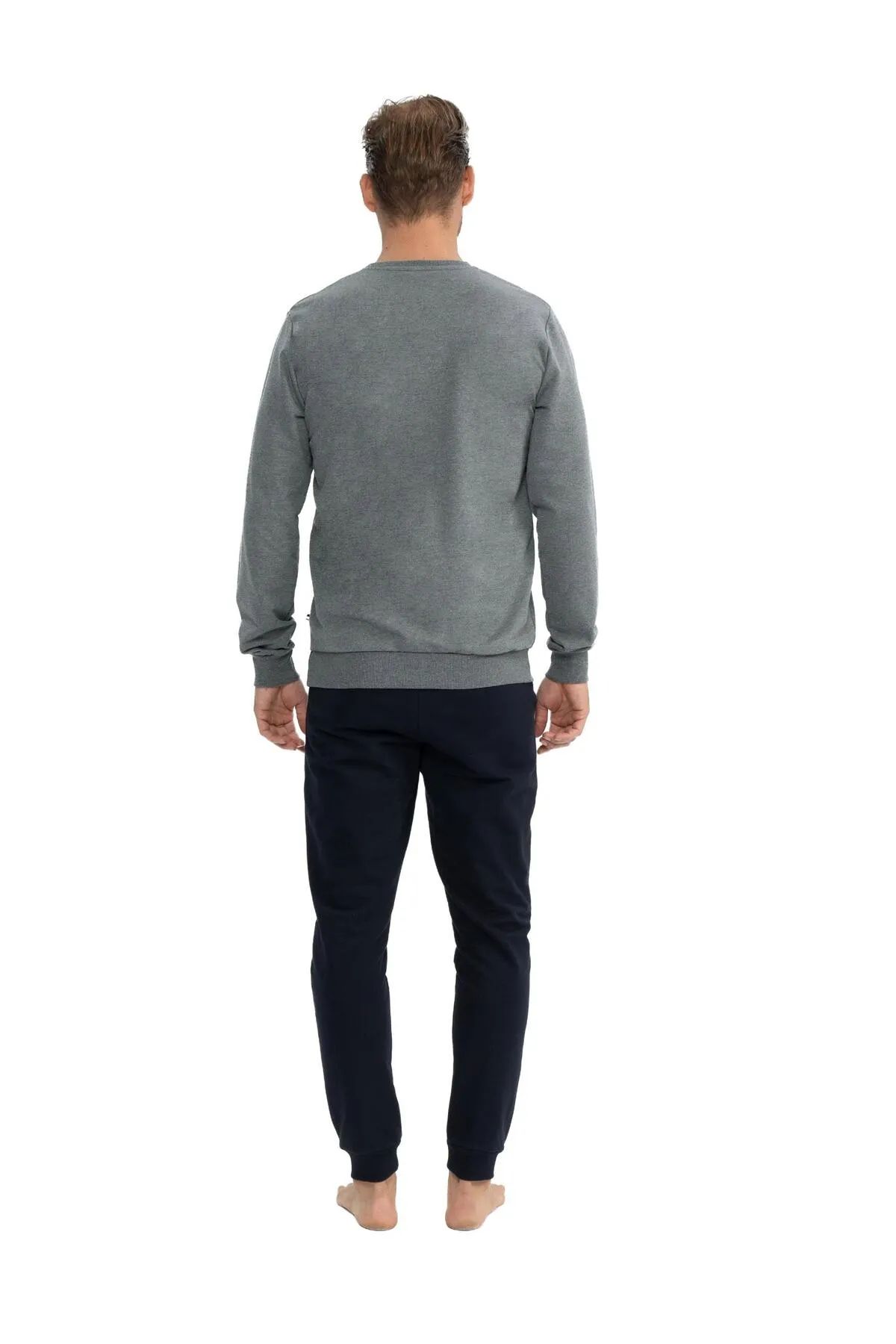 U.s Polo Assn. 18818 Erkek Uzun Kollu Yuvarlak Yaka Paçası Lastikli Rahat Ev Giyim-Antrasitmelanj