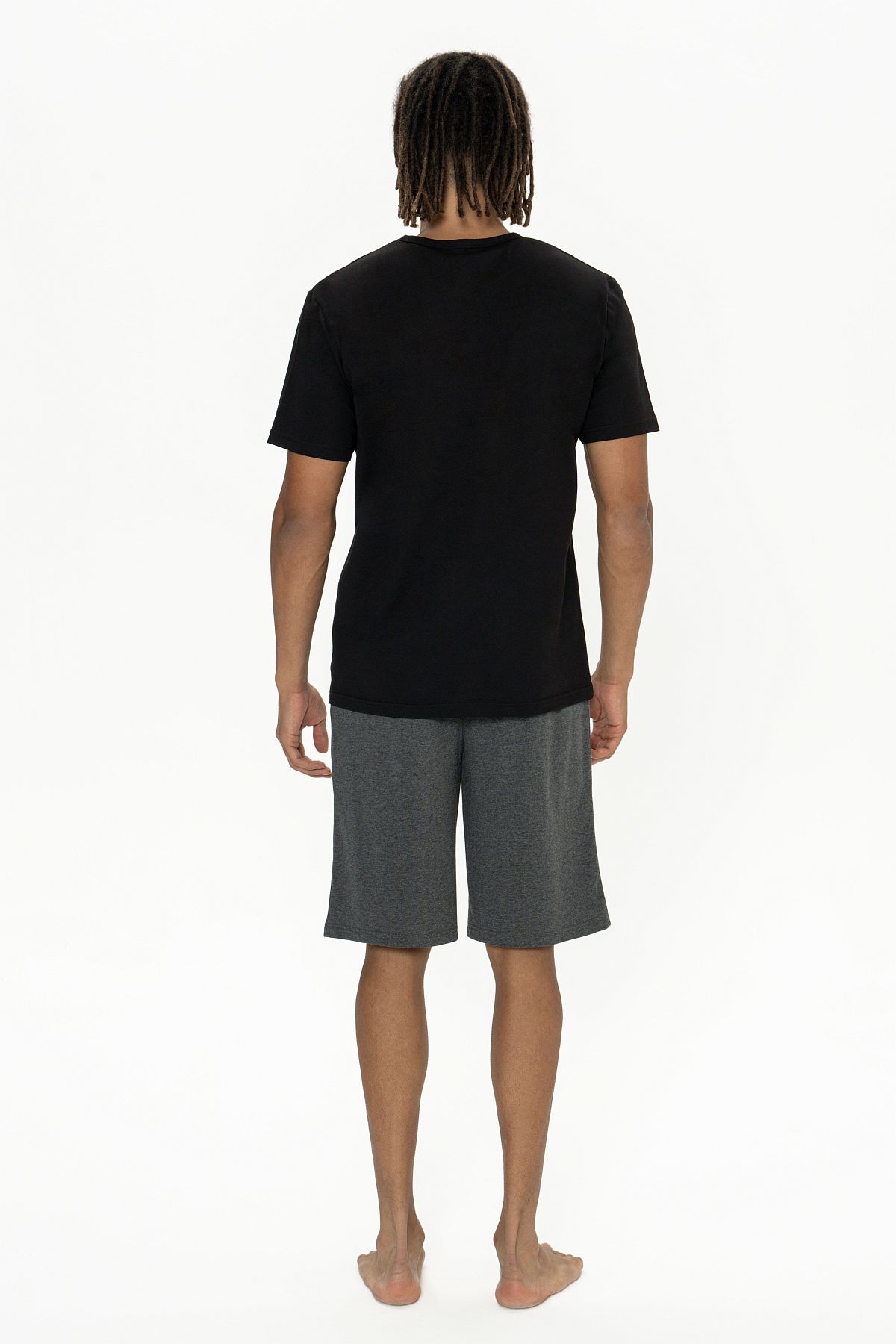 U.s Polo Assn. 18884 Erkek Kısa Kollu Bisiklet Yaka Şortlu Pijama Takımı-Siyah