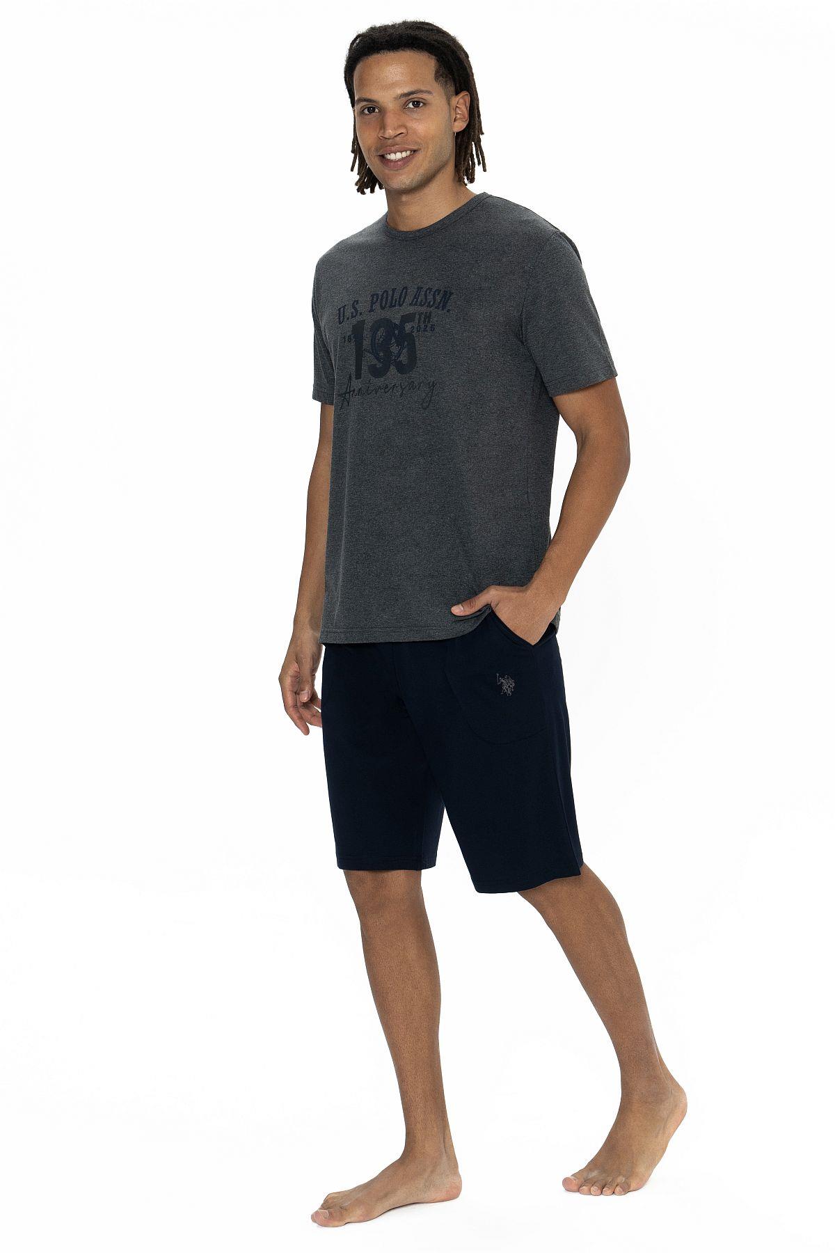 U.s Polo Assn. 18884 Erkek Kısa Kollu Bisiklet Yaka Şortlu Pijama Takımı-Antrasitmelanj
