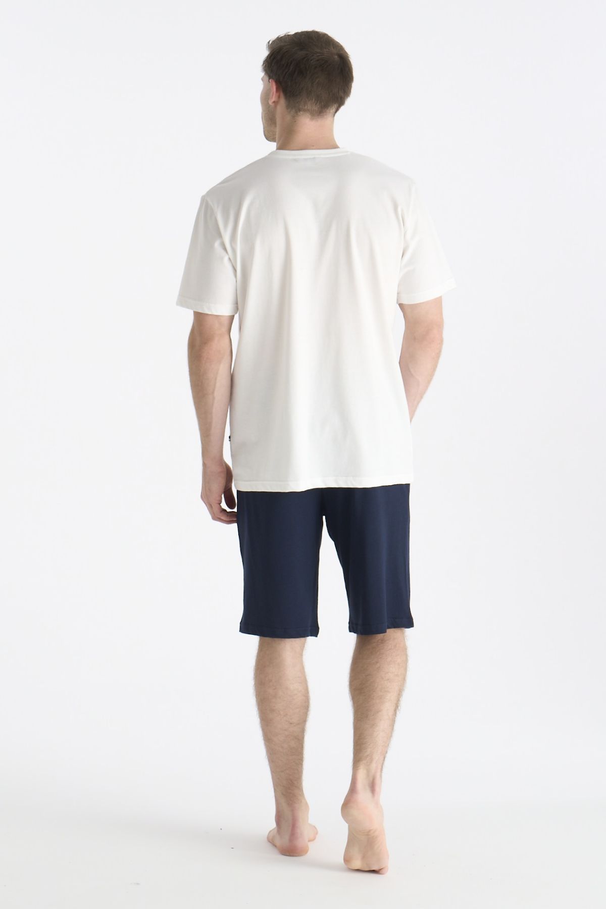 U.s Polo Assn. 19006 Erkek Kısa Kollu Şortlu Pijama Takımı-Ekru