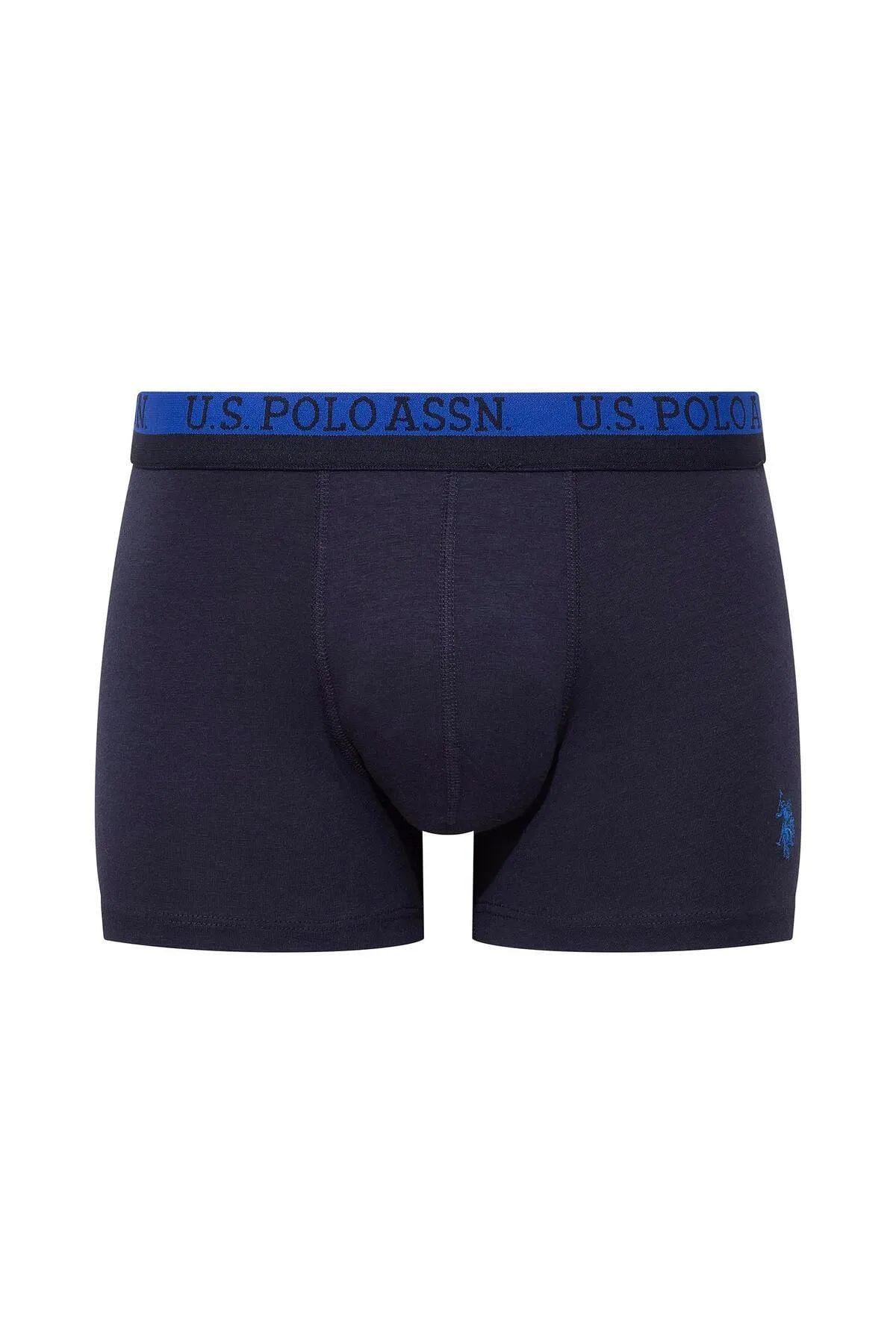 U.s Polo Assn. 80522 Erkek Pamuklu 3lü Boxer-Saks&Lacivert&Baskılı