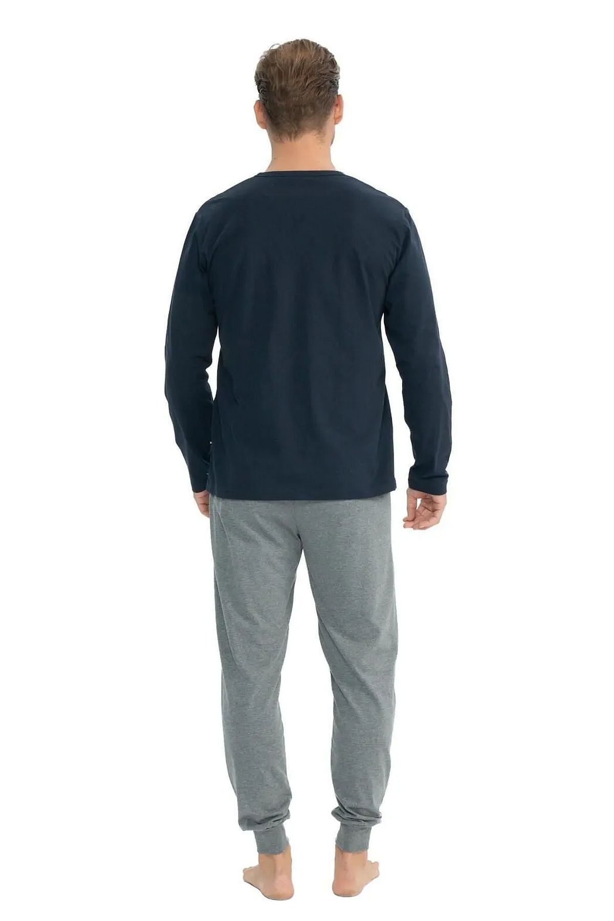 U.s Polo Assn. 18832 Erkek Uzun Kollu Yuvarlak Yaka Paçası Lastikli  Pijama Takımı-Lacivert