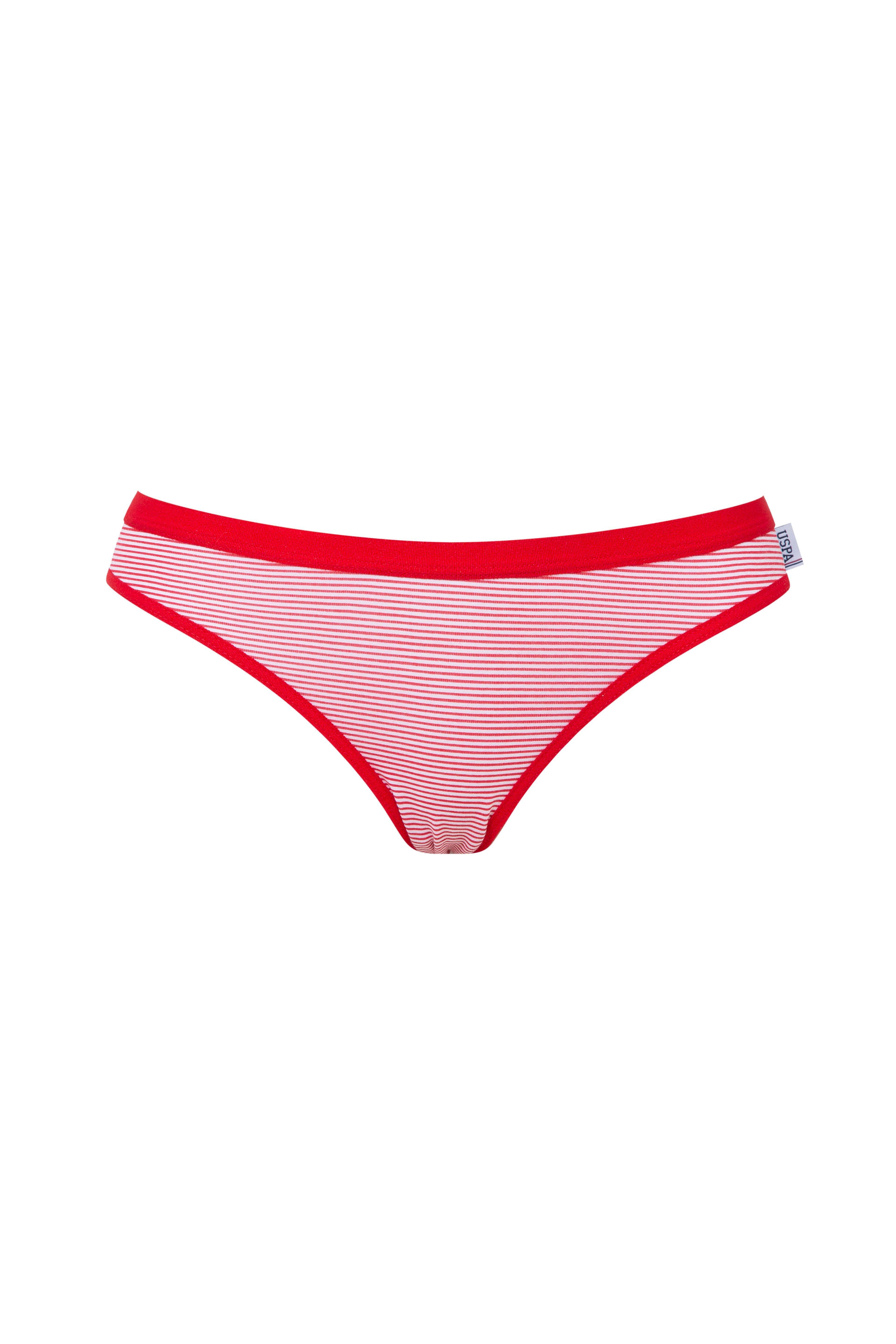 U.s Polo Assn. 66425 Kadın Pamuklu 3lü Slip Külot-Lacivert&Kırmızı&Lacivert