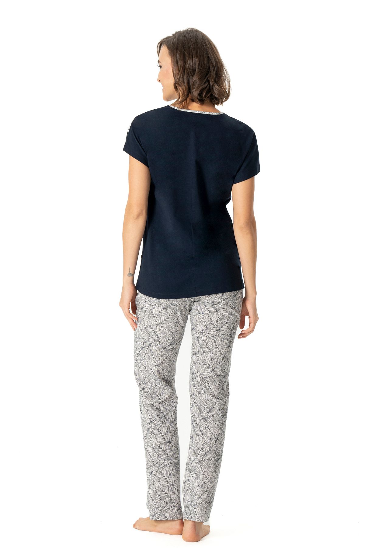 U.s Polo Assn. 17020 Kadın Kısa Kollu Yuvarlak Yaka Pijama Takım-Lacivert