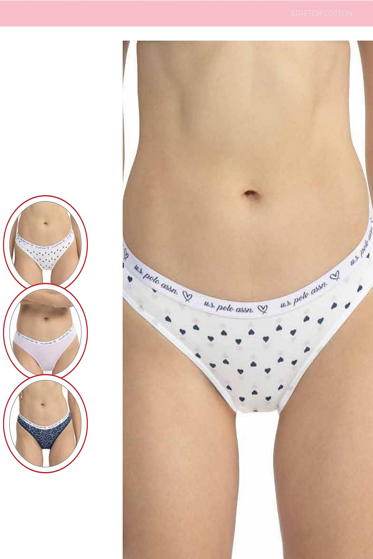 U.s Polo Assn. 66430 Kadın Karışık Desen Pamuklu 3lü Slip Külot-Lila