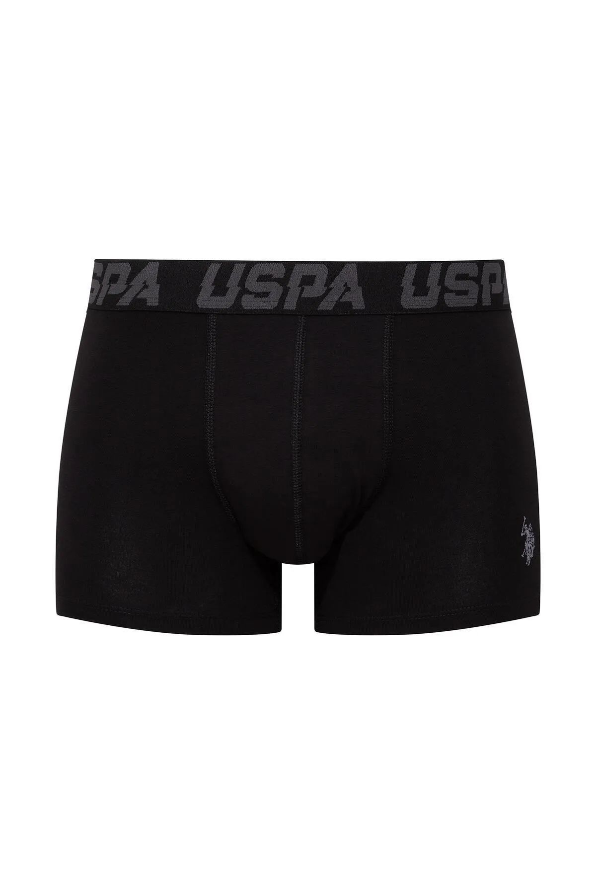 U.s Polo Assn. 80496 Erkek Pamuklu 3lü Boxer-Siyah&Antrasit&Baskılı