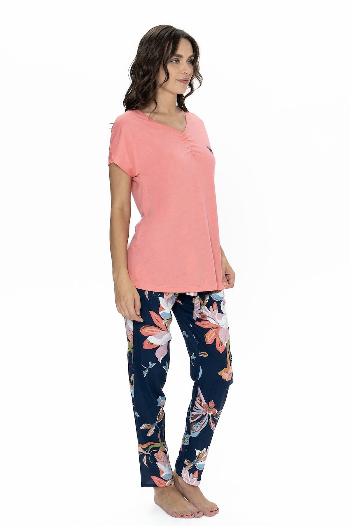 U.s Polo Assn. 20100 Kadın Kısa Kollu Bisiklet Yaka Pijama Takımı-Pembe