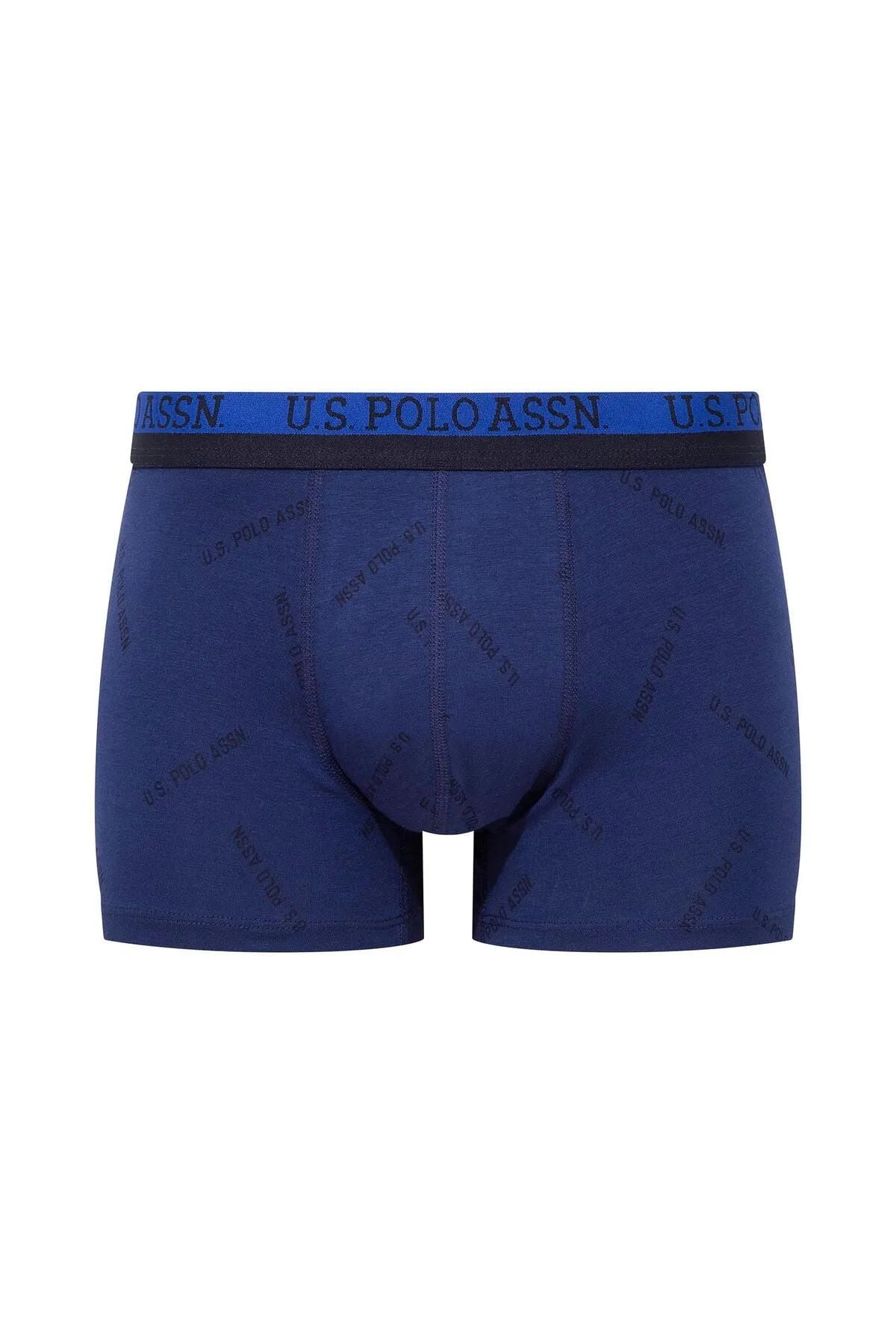 U.s Polo Assn. 80522 Erkek Pamuklu 3lü Boxer-Saks&Lacivert&Baskılı
