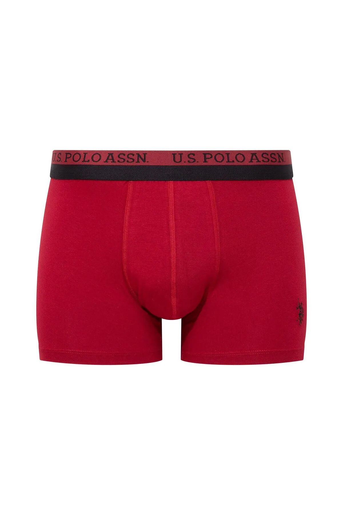 U.s Polo Assn. 80522 Erkek Pamuklu 3lü Boxer-Siyah&Baskılı&Bordo