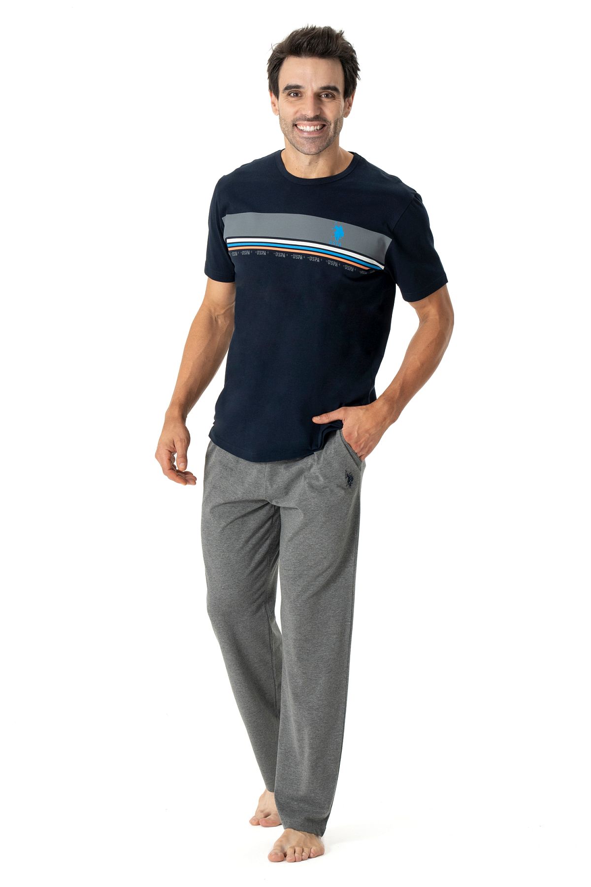 U.s Polo Assn. 18798 Erkek Kısa Kollu Pijama Takımı-Lacivert