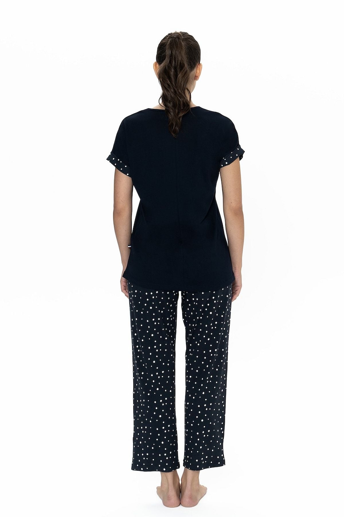 U.s Polo Assn. 20052 Kadın Kısa Kollu Bisiklet Yaka Pijama Takımı-Lacivert