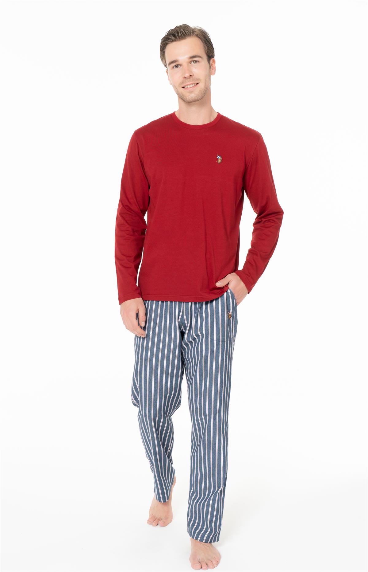 U.s Polo Assn. 18977 Erkek Uzun Kollu Bisiklet Yaka Pijama Takımı-Bordo