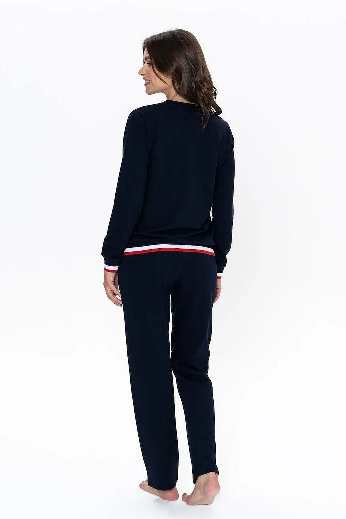 U.s Polo Assn. 20110 Kadın Uzun Kollu Bisiklet Yaka Rahat Ev giyim-Lacivert