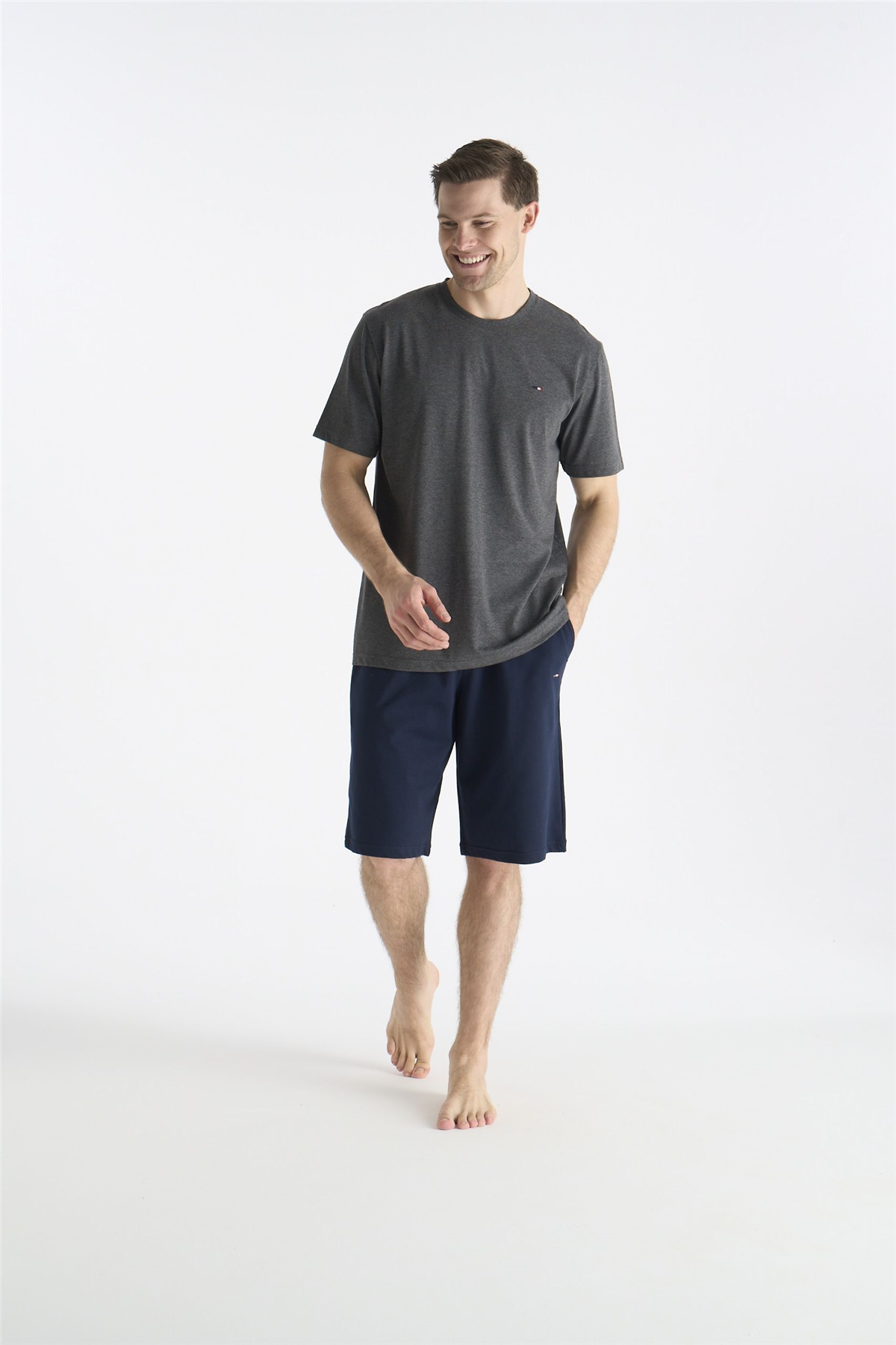 U.s Polo Assn. 19011 Erkek Kısa Kollu Şortlu Pijama Takımı-Gri
