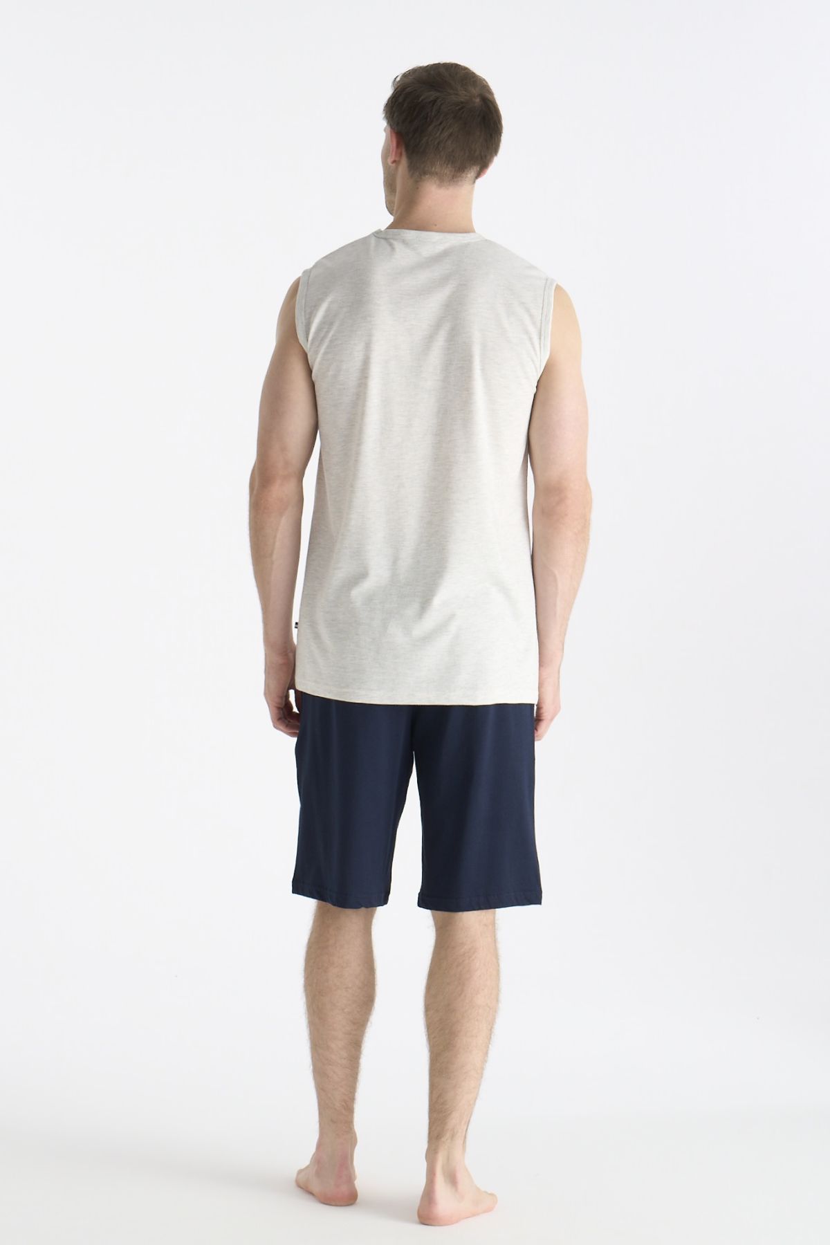 U.s Polo Assn. 19010 Erkek Sıfır Kollu Şortlu Pijama Takımı-Karmelanj