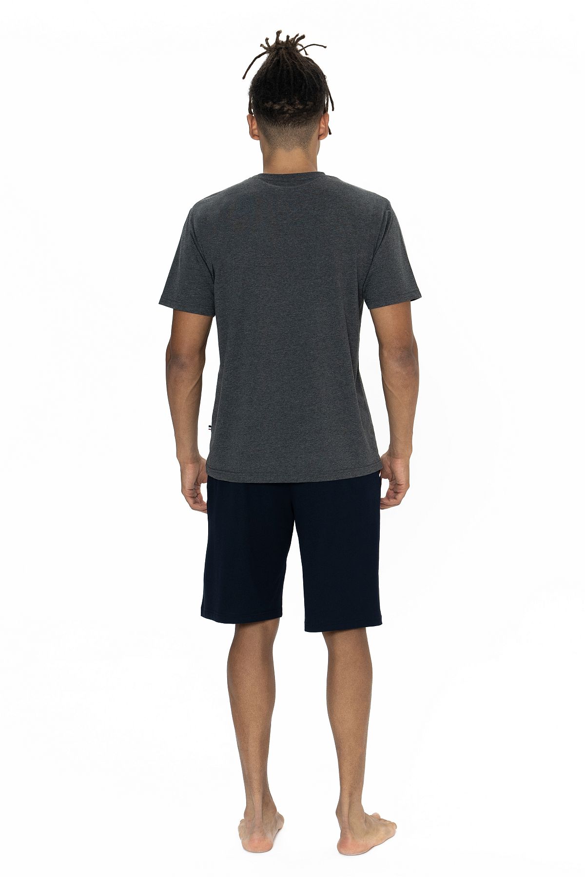 U.s Polo Assn. 18865 Erkek Kısa Kollu Bisiklet Yaka Şortlu Pijama Takımı-Antrasitmelanj