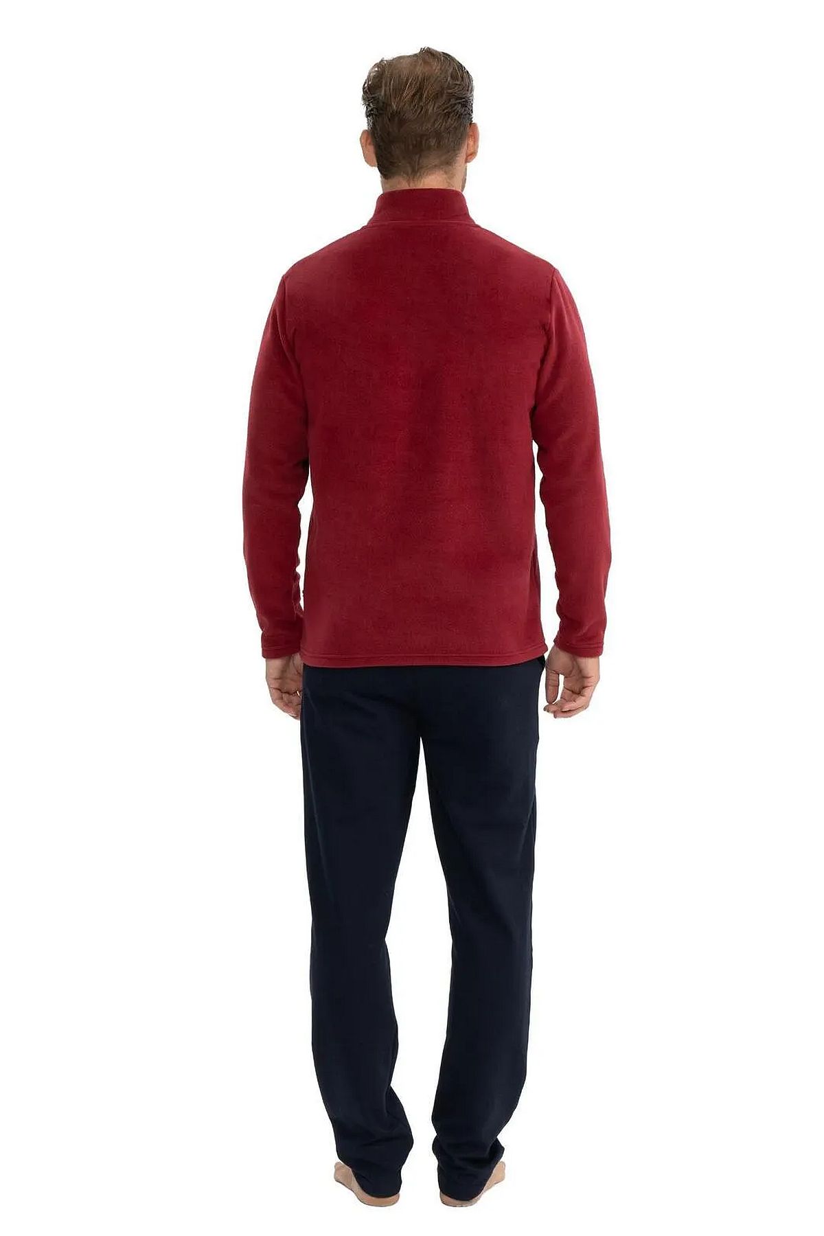 U.s Polo Assn. 18826 Erkek Polar Uzun Kollu Dik Yaka Rahat Ev Giyim-Bordo