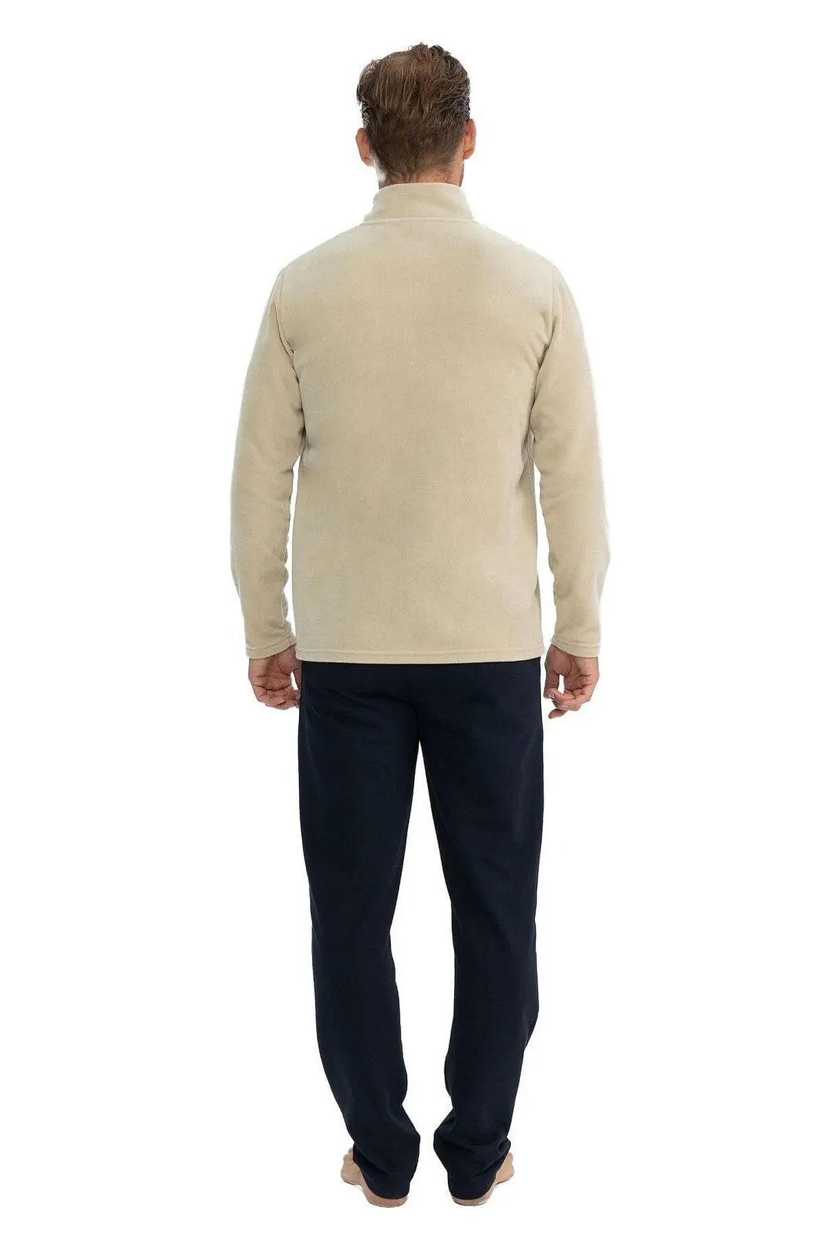 U.s Polo Assn. 18826 Erkek Polar Uzun Kollu Dik Yaka Rahat Ev Giyim-Bej