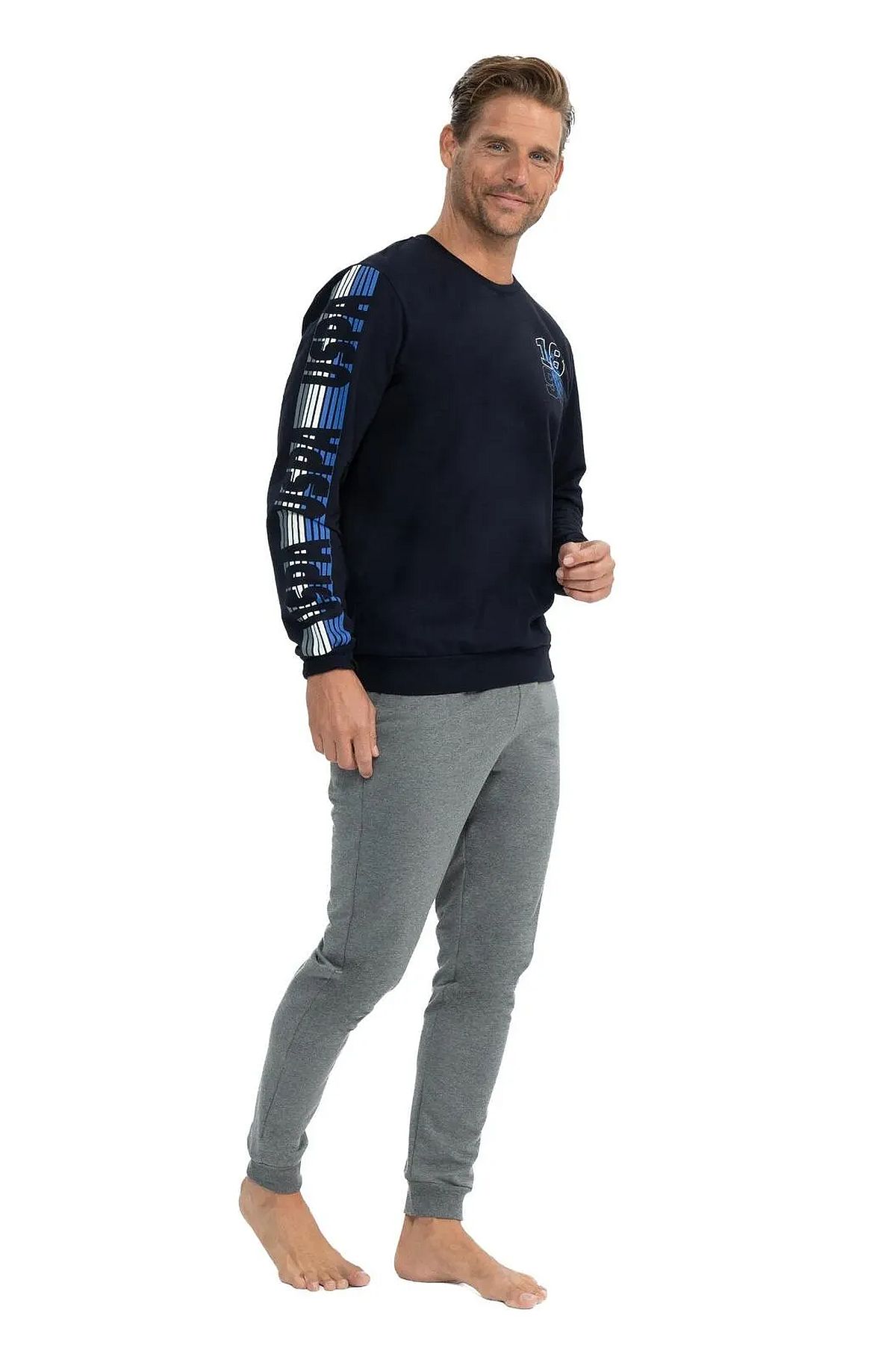 U.s Polo Assn. 18820 Erkek Uzun Kollu Yuvarlak Yaka Paçası Lastikli Rahat Ev Giyim-Lacivert