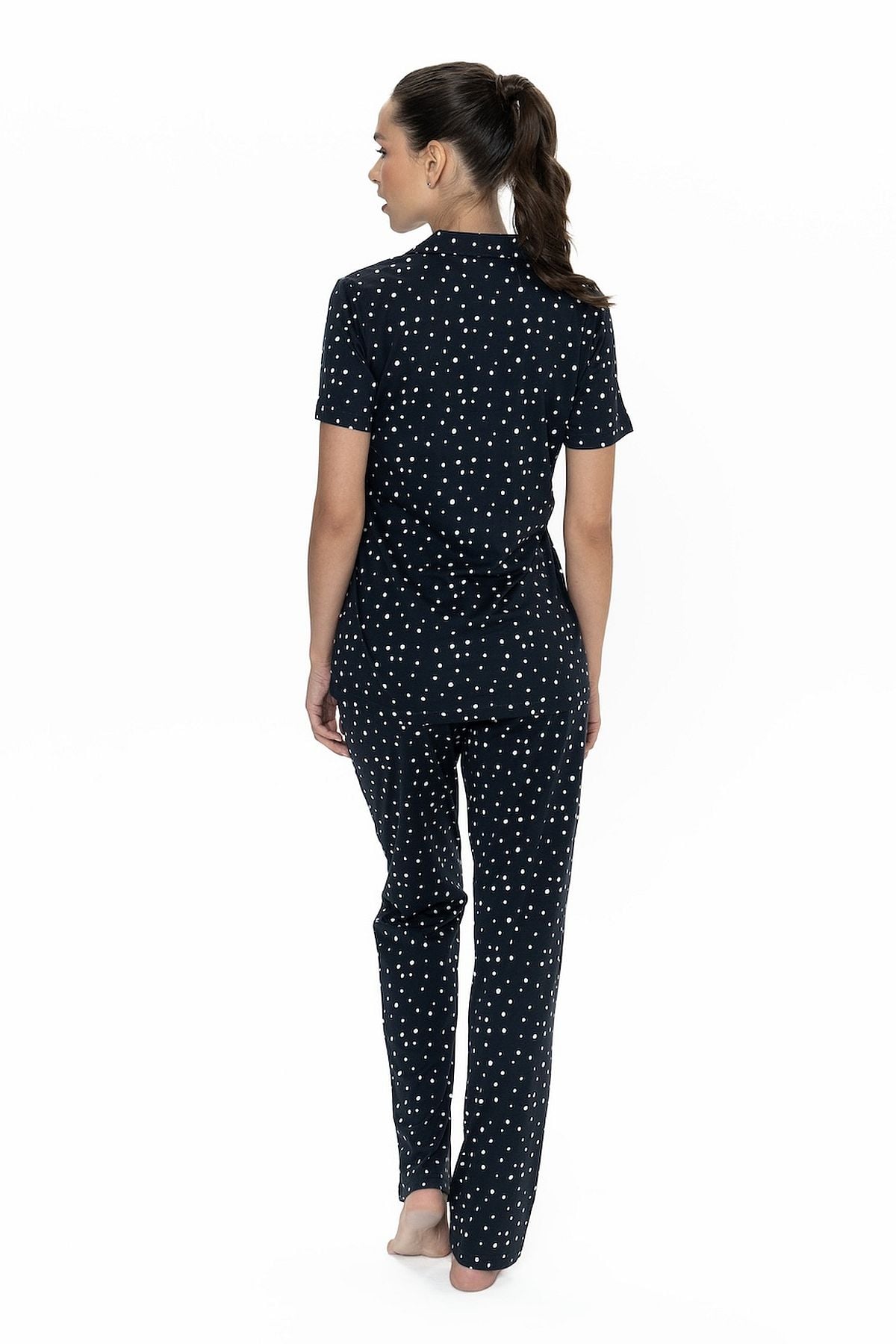 U.s Polo Assn. 20051 Kadın Kısa Kollu Gömlek Pijama Takım-Lacivert