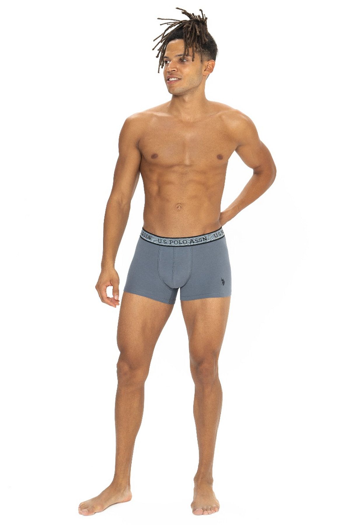 U.s Polo Assn. 80540 Erkek Pamuklu 3lü Boxer-Bordo&Siyah&Antrasitmelanj