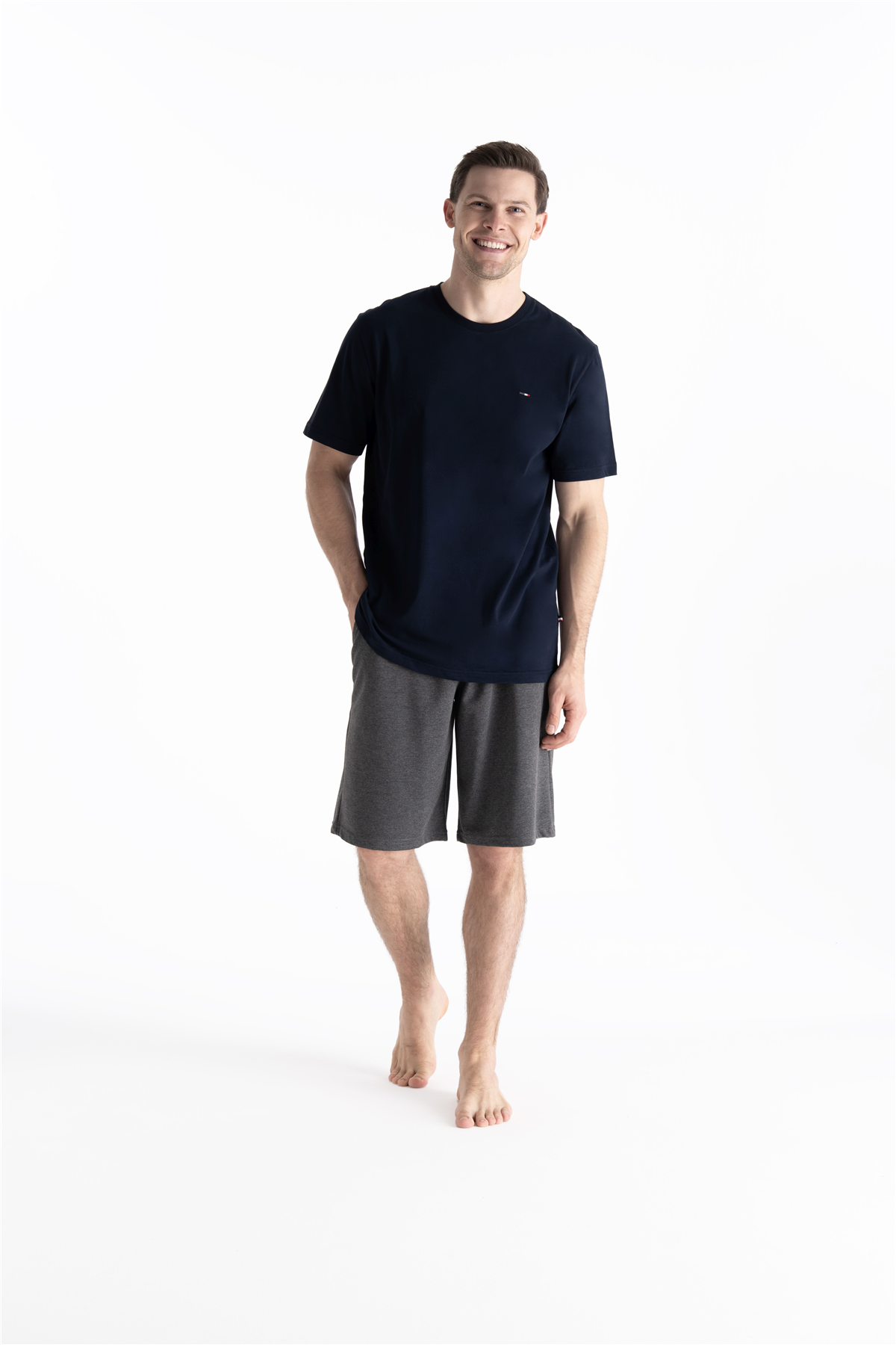 U.s Polo Assn. 19011 Erkek Kısa Kollu Şortlu Pijama Takımı-Lacivert