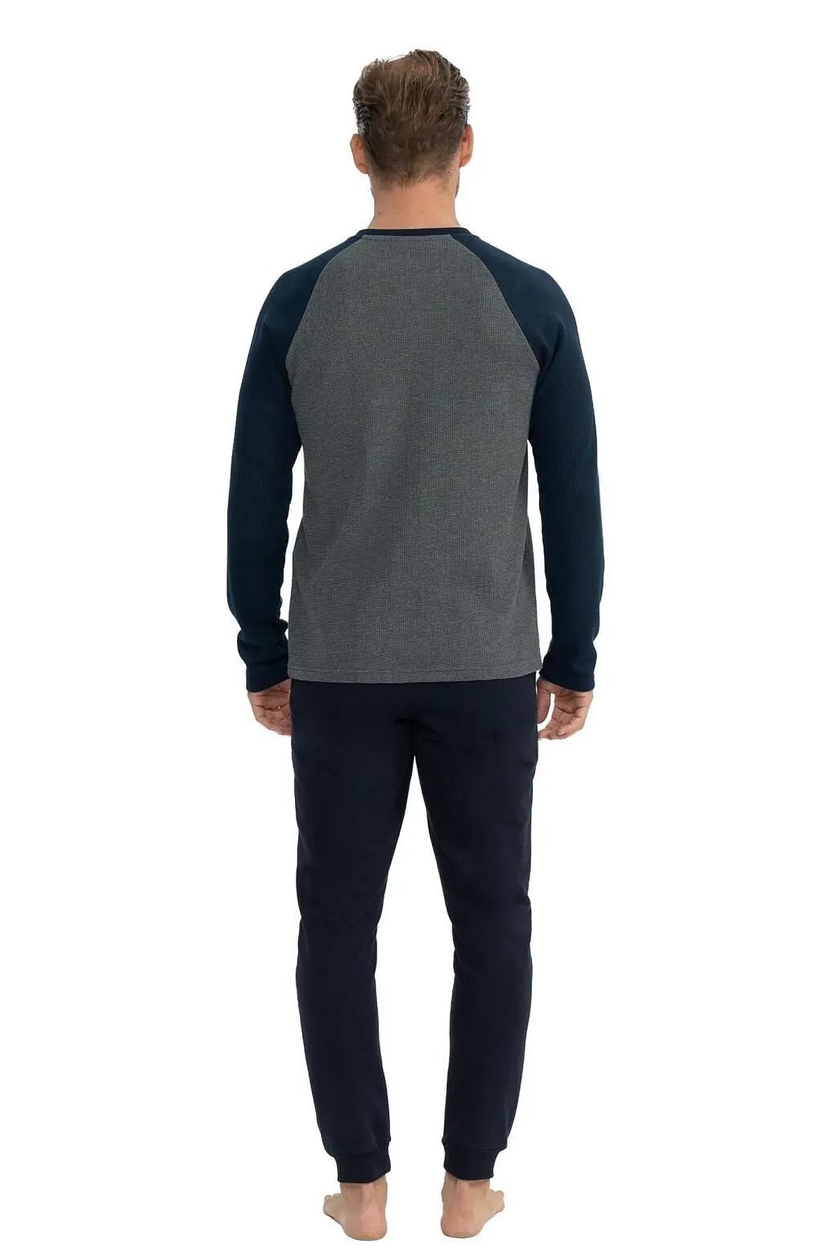 U.s Polo Assn. 18838 Erkek Uzun Kollu Paçası Lastikli Waffle Kumaş Rahat Ev Giyim-Antrasitmelanj