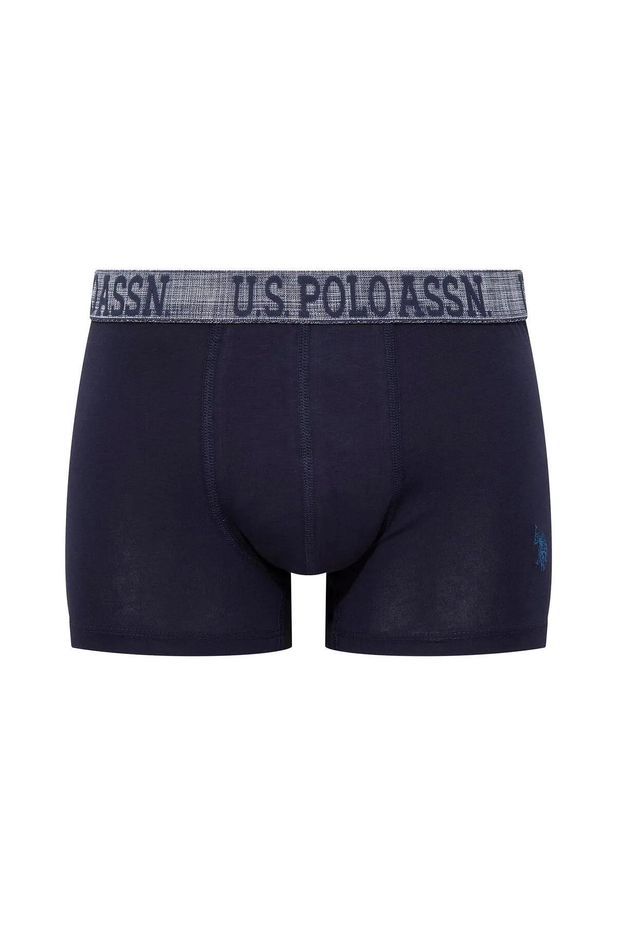 U.s Polo Assn. 80503 Erkek Pamuklu 3lü Boxer-İndigo&Lacivert&Baskılı