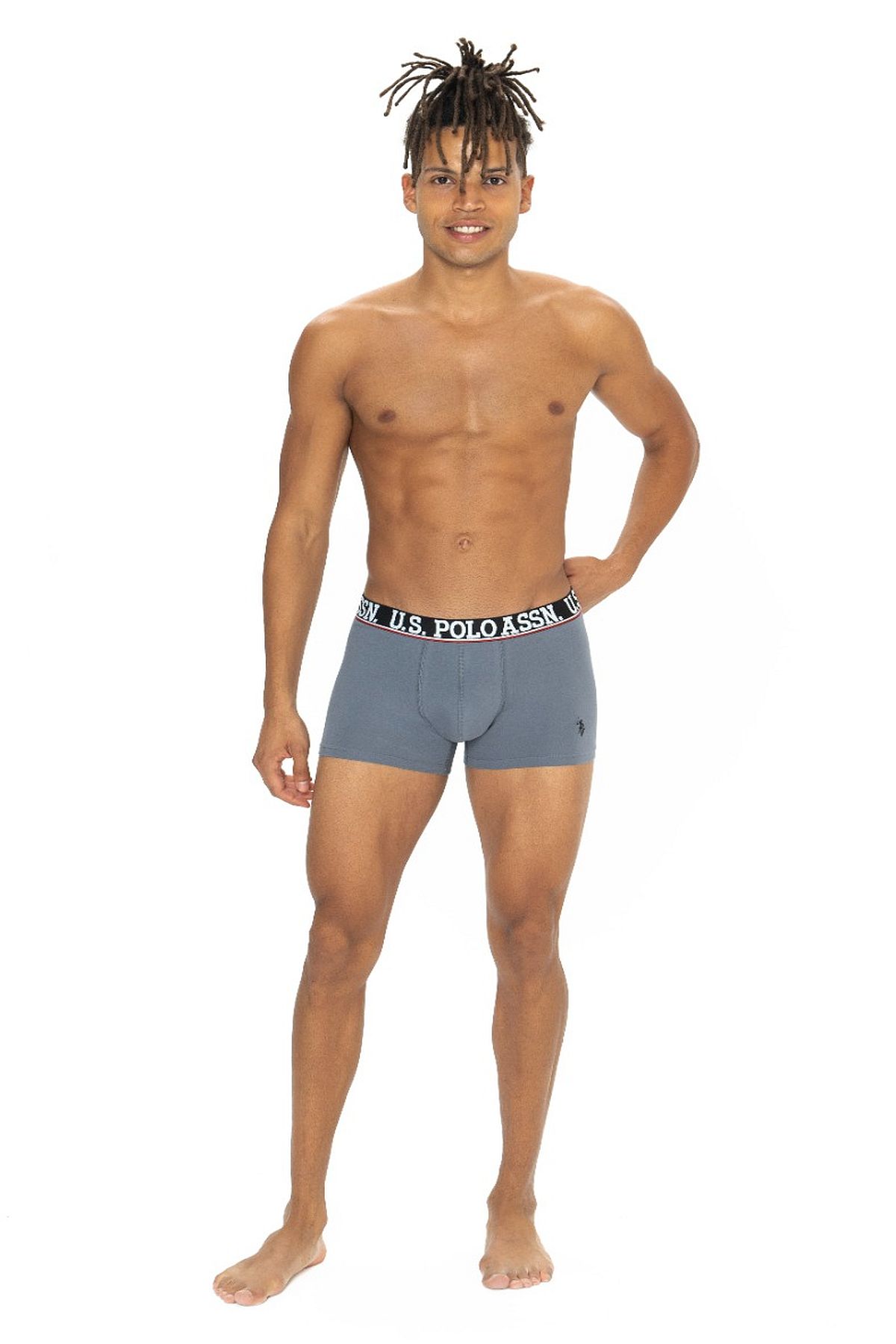 U.s Polo Assn. 80533 Erkek Pamuklu 3lü Boxer-Bordo&Siyah&Antrasitmelanj