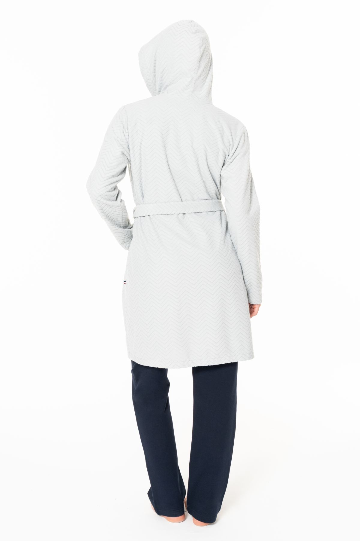 U.s Polo Assn. 20127 Kadın İnce Polar Uzun Kollu Kapişonlu Sabahlık-Gri